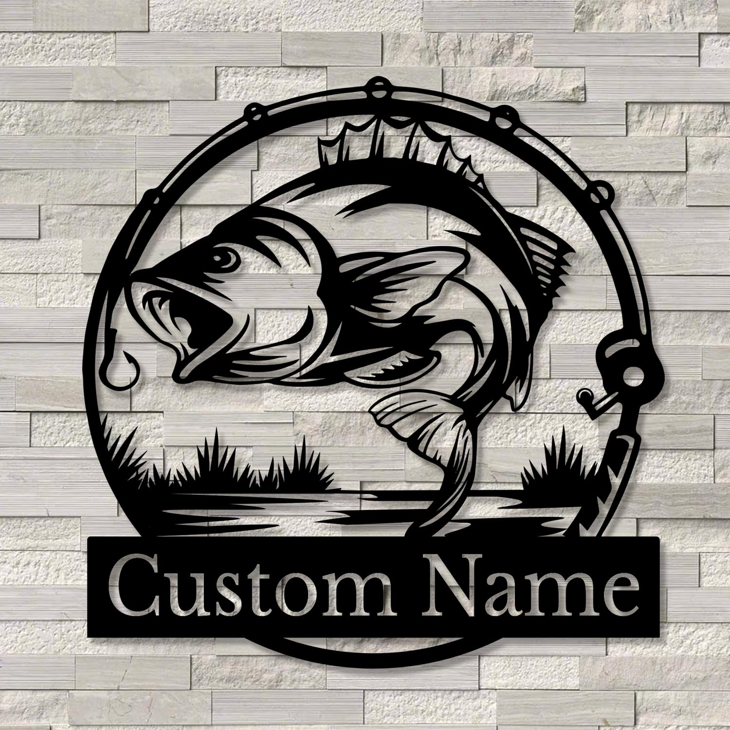 Senyer Style-1 Personalized Custom Fishing Metal Wall Art,Man Cave Sign Fishing Lover Gift For Fisherman Metal Monogram, Address Numbers Signs (Style-1)