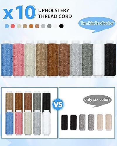 Miniatura 9 de PLANTIONAL Kit de costura de reparación de tapicería 47 piezas de alta resistencia kit de costura con punzón de costura, desgarrador de costura,