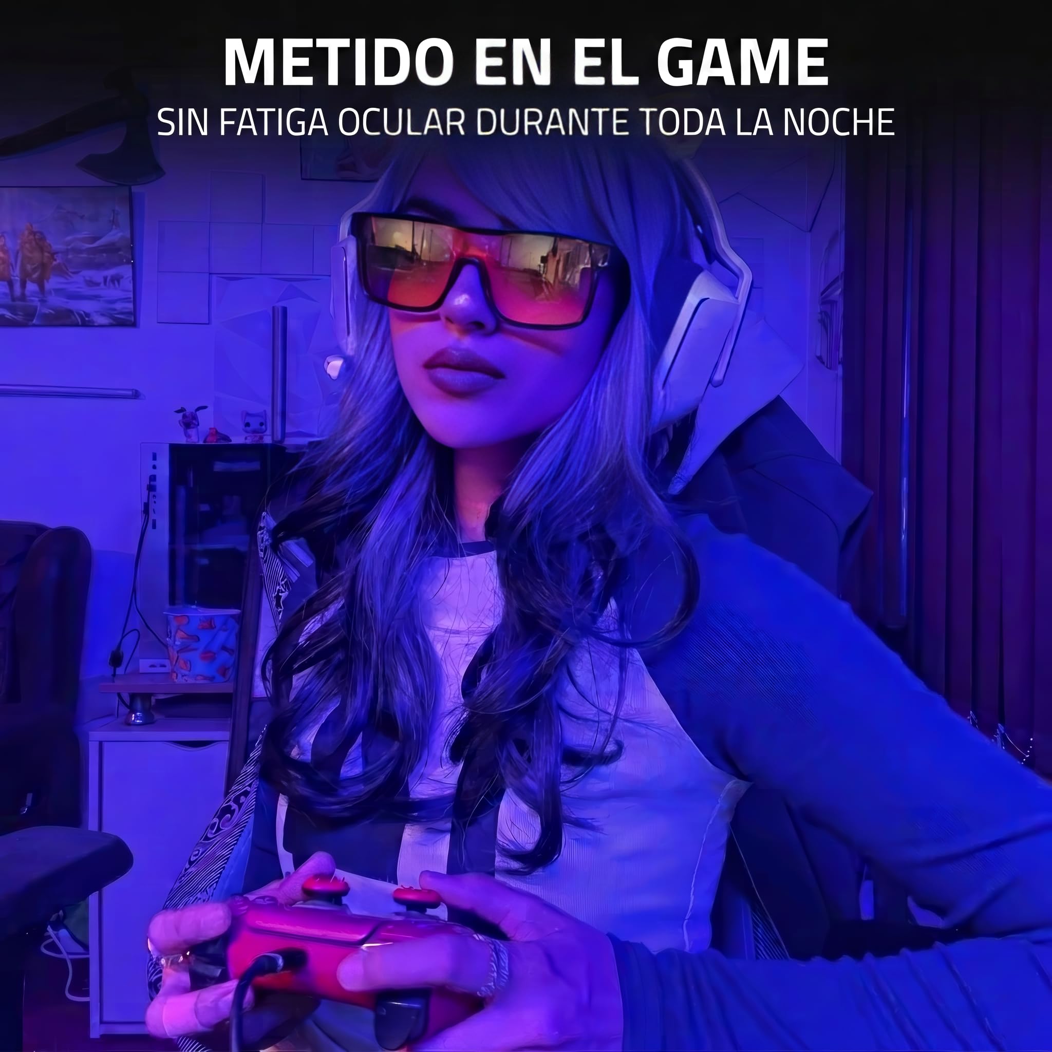 Gafas luz azul Gaming para hombre y mujer sin graduación para PC | Lentes amarillas con filtro de bloqueo en pantalla de ordenador - Anti Blue Light Blocking Glasses