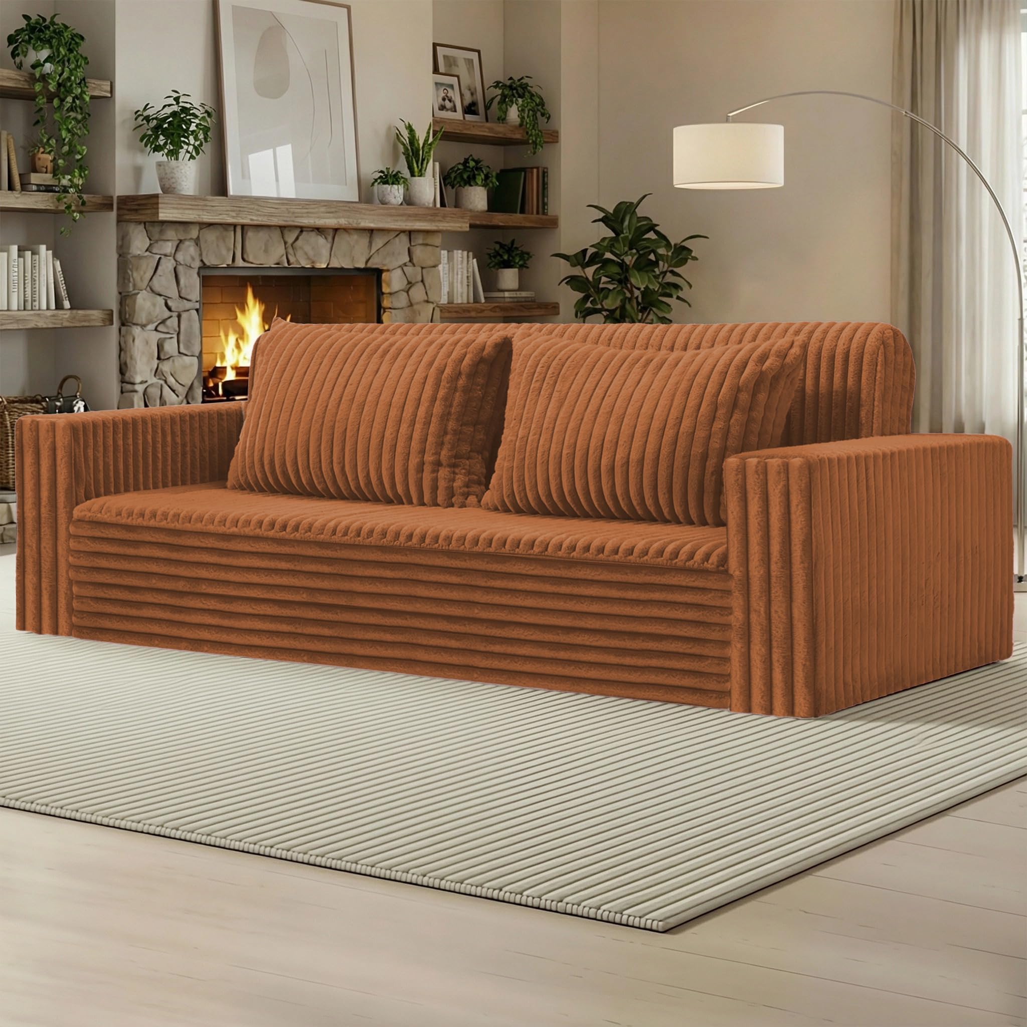 HABUTWAY Folding Sofa Bed, 2 in 1 Convertible Sleeper Chair with 2 Pillows, Portable Fold Out Chair Bed with Armrest, Comfy Floor Couch, Lazy Sofa for Living Room Bedroom Dorm Home Office, Caramel