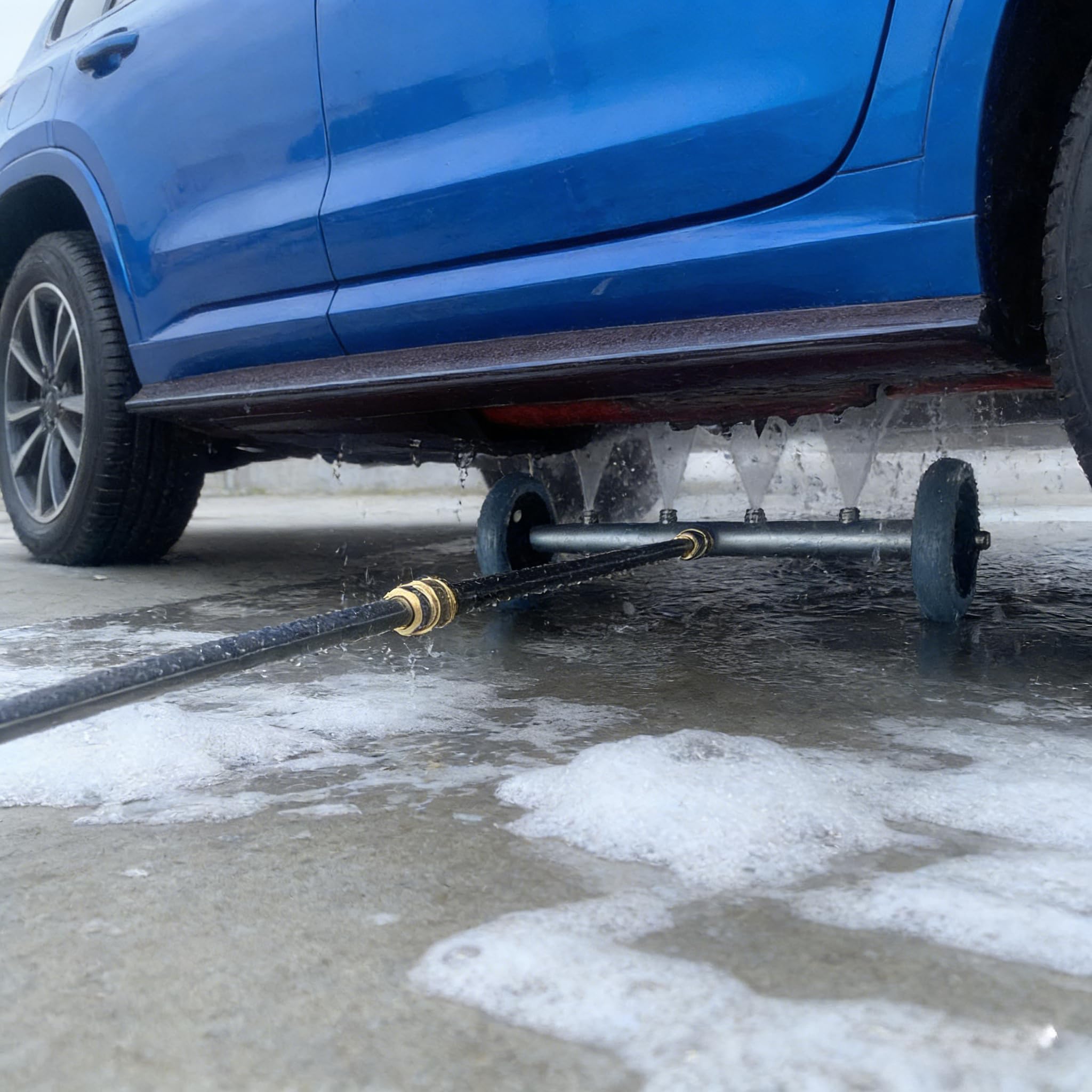 Hourleey Limpiador de Lavado a presión 2 en 1, Limpiador de Superficies de Lavadora eléctrica, Accesorio de Escoba de Coche de Doble función de 4000 PSI con 16 Pulgadas, Paquete de 2 Varillas de