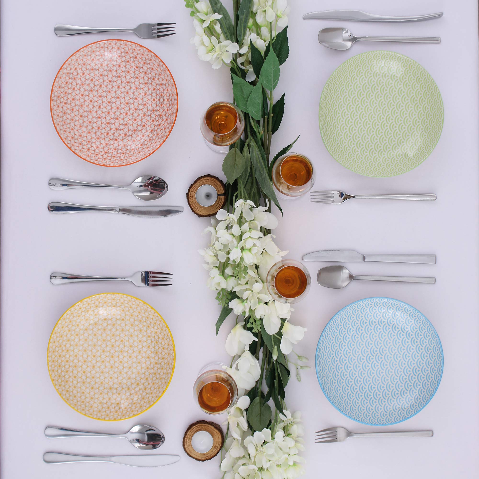 vancasso, série Natsuki, assiette creuse, 12 pièces, en porcelaine, style japonais