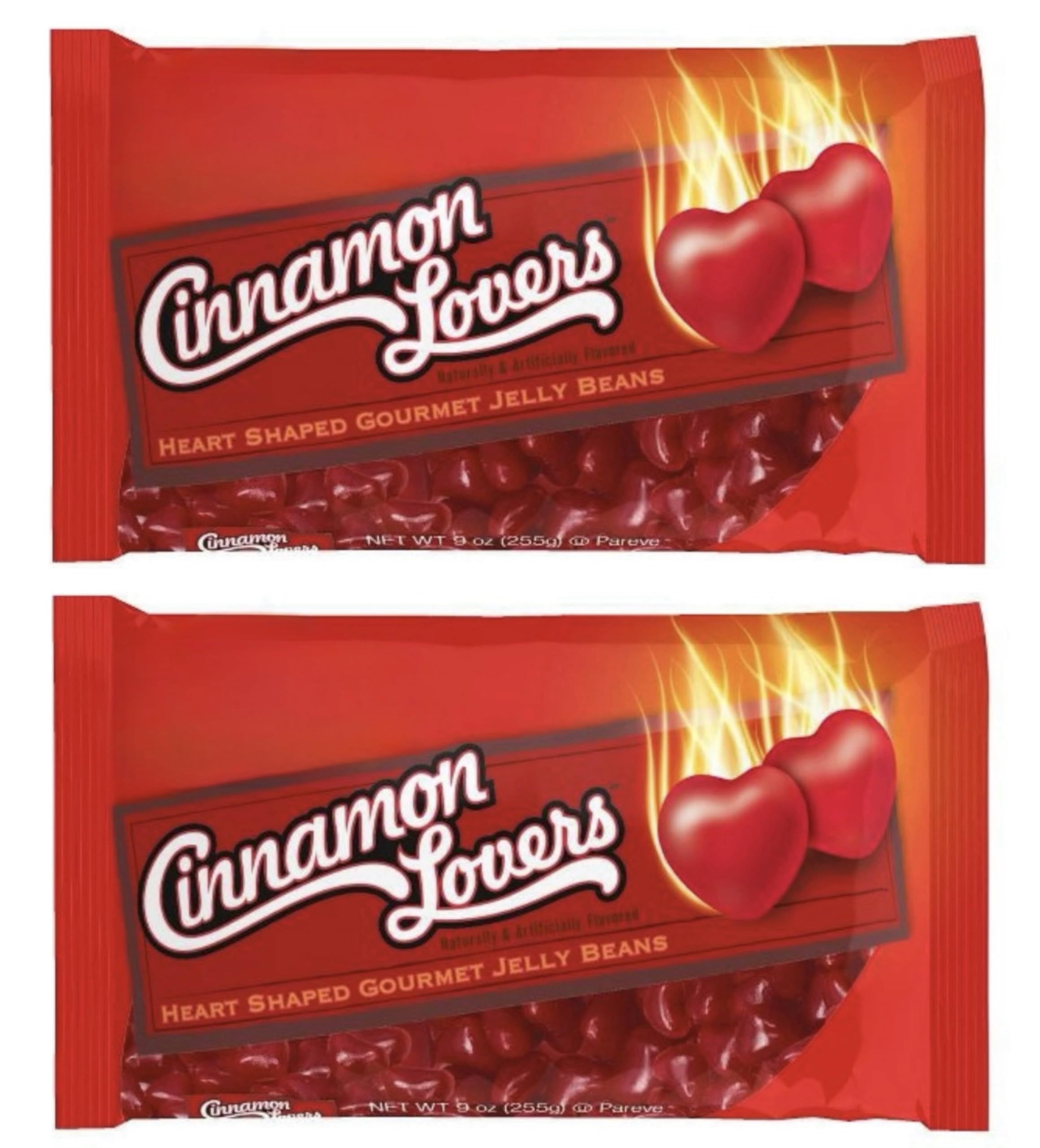 Valentine's Heart-Shaped Jelly Beans, 9 Oz Bag - Pack of 2 (Cinnamon Lovers)