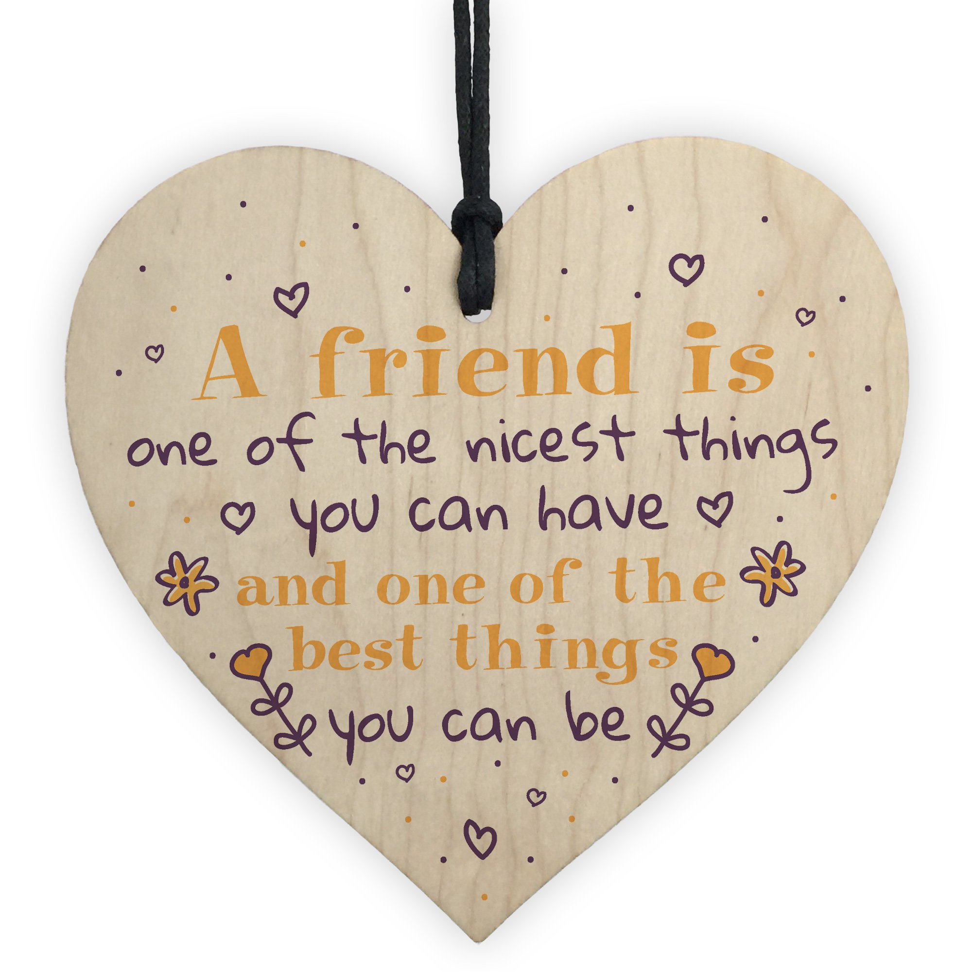 Red Ocean Friendship Sign Best Friend Plaque Inspirational Gift Shabby Chic Wood Heart Thank You