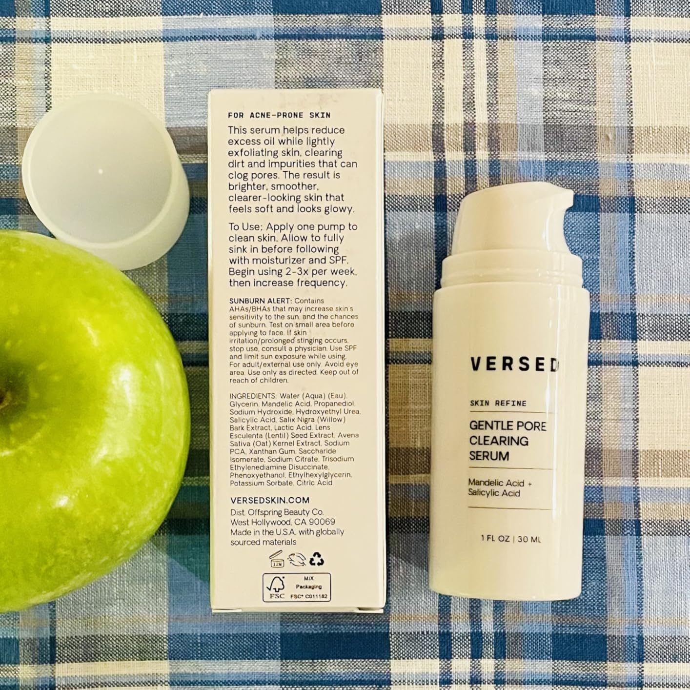 VERSED Skin Refine Gentle Pore Clearing Serum | Exfoliating Facial Serum with Salicylic Acid and Mandelic Acid for Clear Skin | Safe for Sensitive Skin, Vegan, 30 ml / 1 fl oz