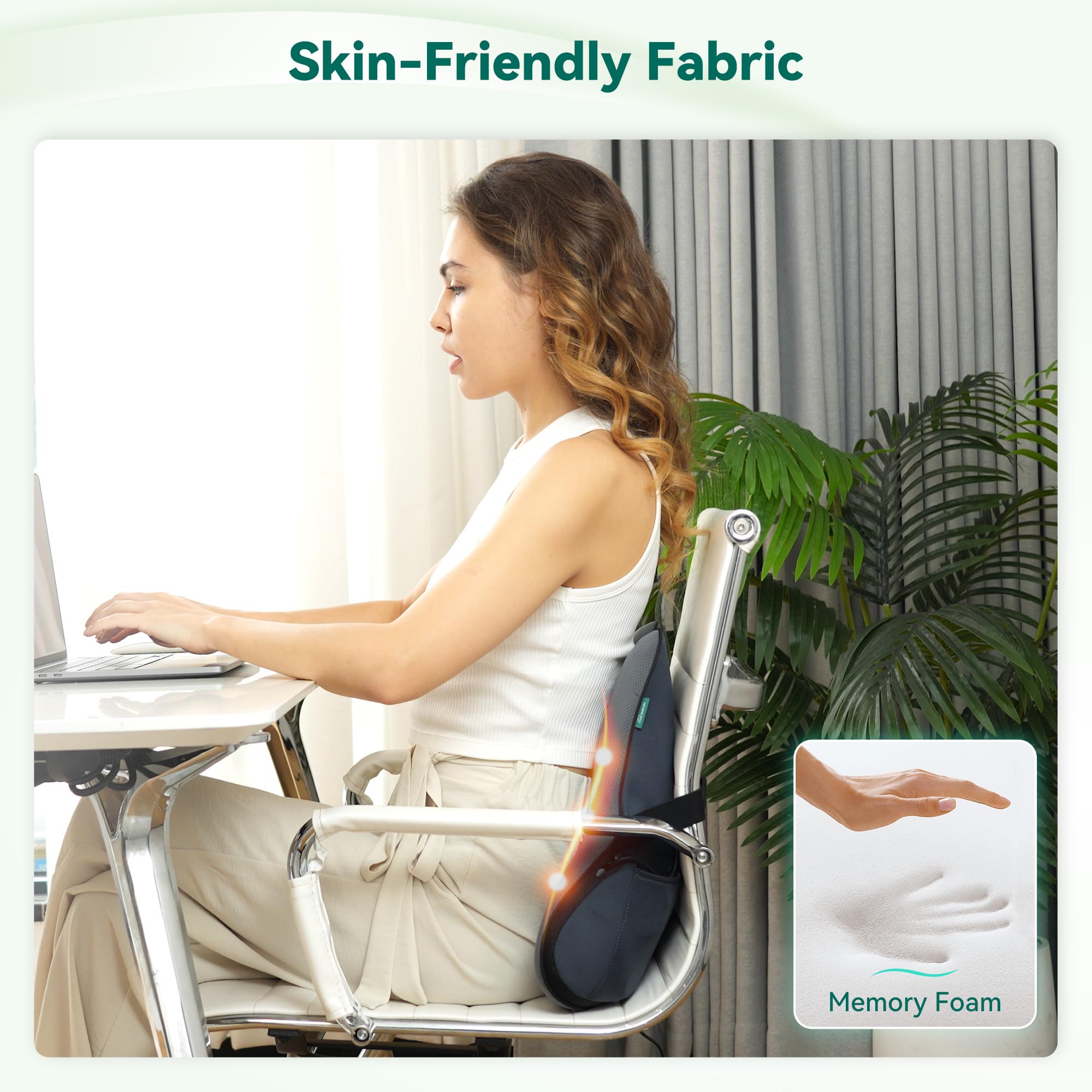 Snailax Shiatsu-Massagegerät für Rücken, Nacken und Schultern, Memory Foam Design, 6D Kneten Tiefe Gewebeentlastung, Lendenwirbelstütze für Bürostühle, Geschenke für Männer und Frauen