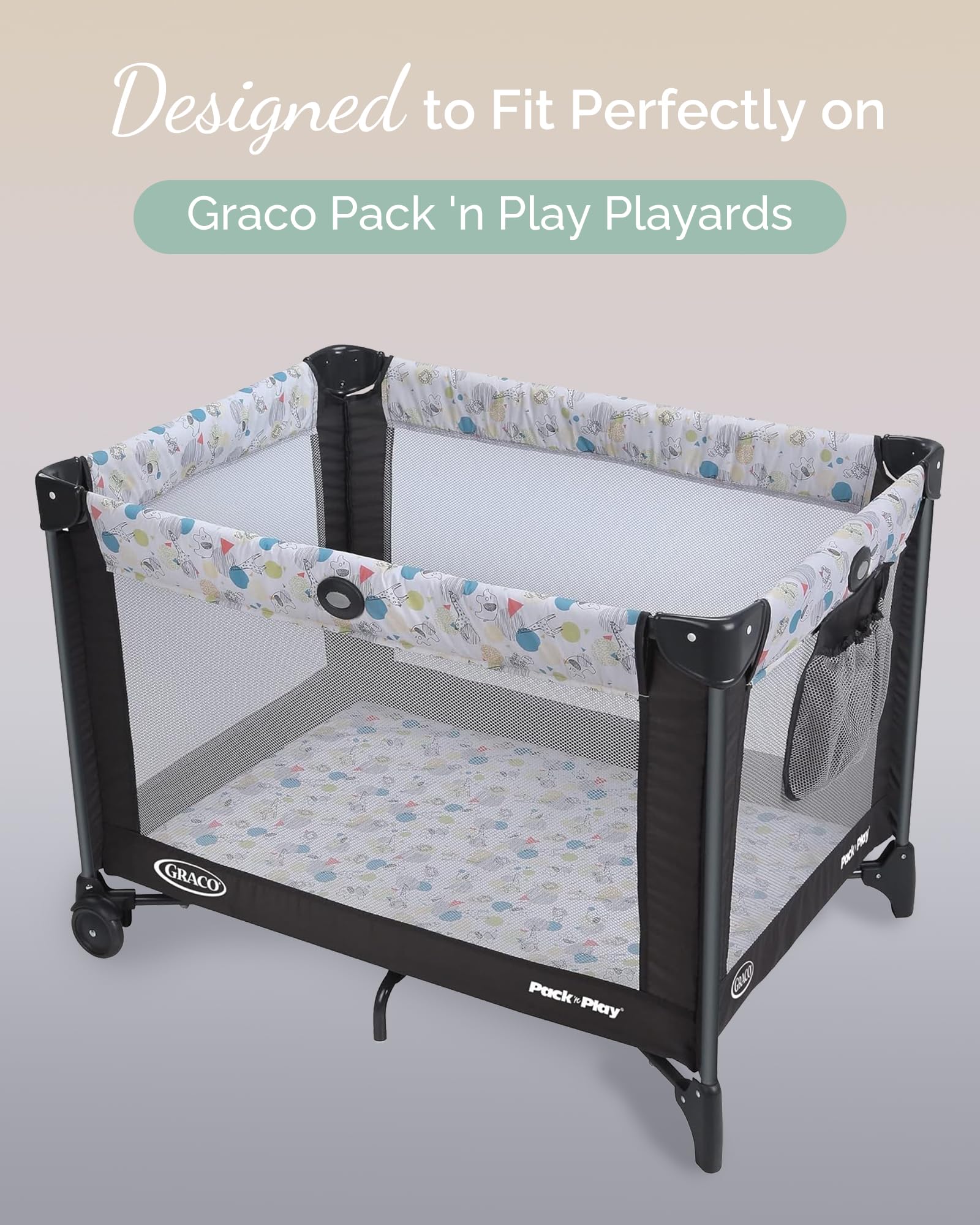 TotCare Graco Pack and Play Sheets Fitted – Compatible with Graco Pack n Play Playard Crib & Other 27 x 39 Inch Playpen Mattress, Buttery Soft Jersey Cotton Playard Sheets, Blue Sage Cloud 3 Pack