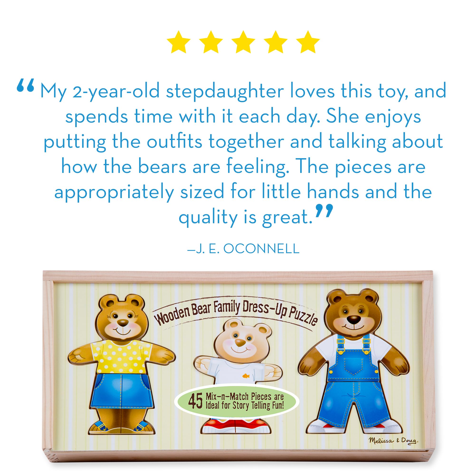 Melissa & Doug 3770 Mix 'n Match Wooden Bear Family Dress-Up Puzzle With Storage Case (45 pcs)