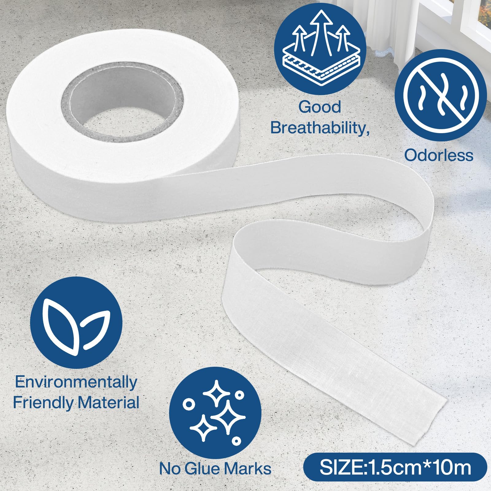 Tape pour Doigts, Pack de 6 Strap Doigt (1,5 cm x 10 m), Antidérapante et Durable, Idéale pour Grip Tattoo, Escalade, Volleyball, Basket-Ball, Handball et Protection des Articulations (Blanc)
