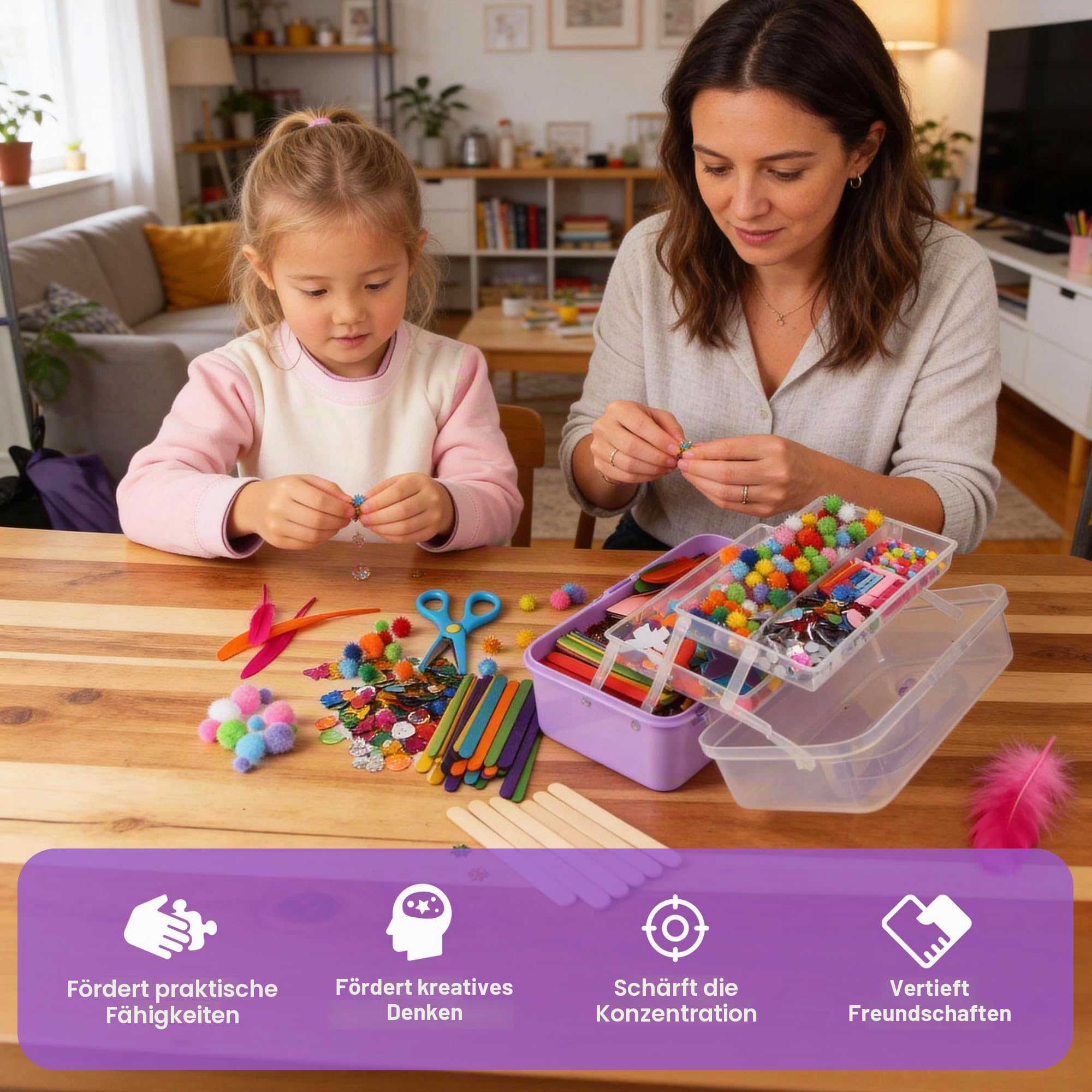 JIYANA Bastelset Kinder, 3300 Pcs Bastelkoffer Kinder mit Aufbewahrungsbox, Bastelzubehör Bastelsachen Pfeifenreiniger Material, Bastelsets für Kinder 4-12 Jahre, Kreativ Scrapbooking Bastel Sets
