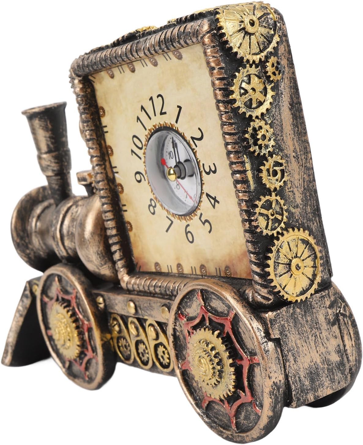 ANGGREK Intricate Replica Design Train Clock Model, Retro-Style Locomotive Ornament Tabletop Clock, Elegant Timepiece with Versatility, for Living Room Bedroom Study Office Home Decor