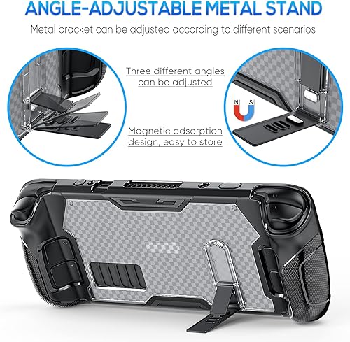 Miniatura 5 de Funda protectora para Steam Deck 2022, TPU suave anticolisión antiarañazos, con soporte magnético ajustable de 3 niveles, accesorios de funda de