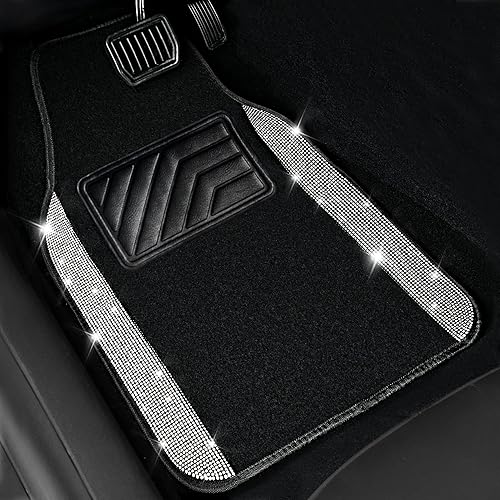 Miniatura 6 de CAR PASS Alfombra de diamantes de imitación brillantes, tapetes de piso de coche con purpurina brillante con diamantes de imitación, fundas de