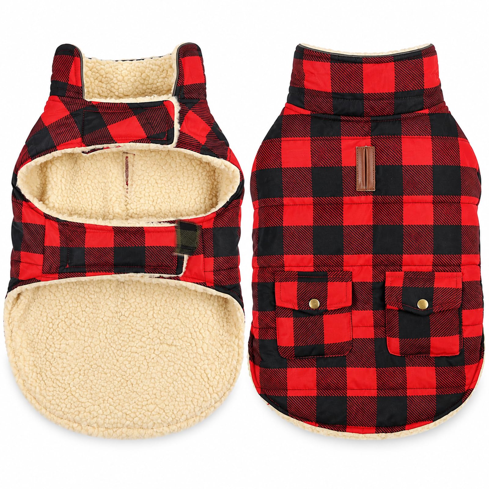 Dog Winter Coat,Geyecete Cocker Spaniel Coat with Leash Hole & Pockets