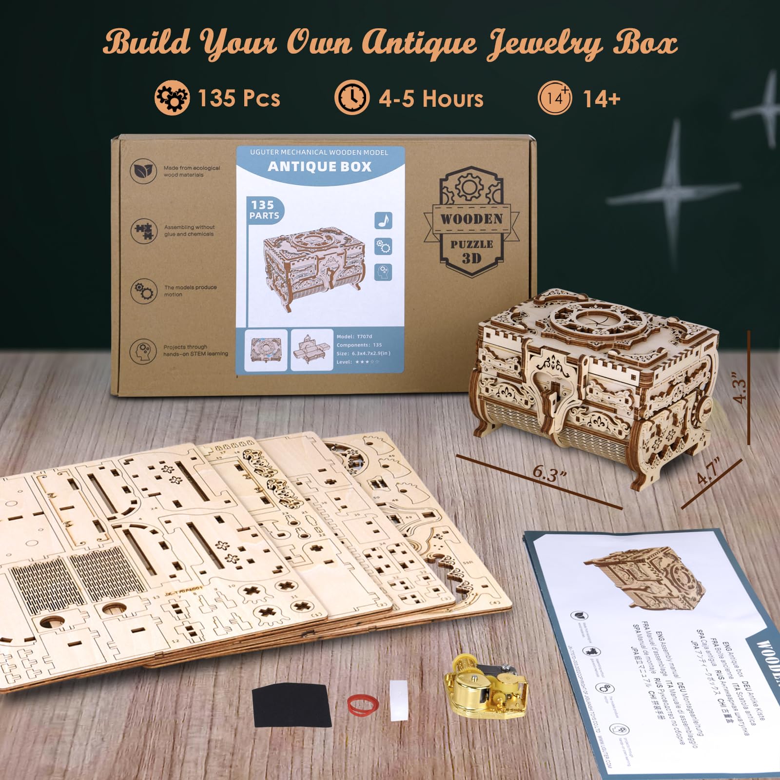 Amazon.co.jp: DIY 木製オルゴールキット 3D木製パズル 大人用 機械