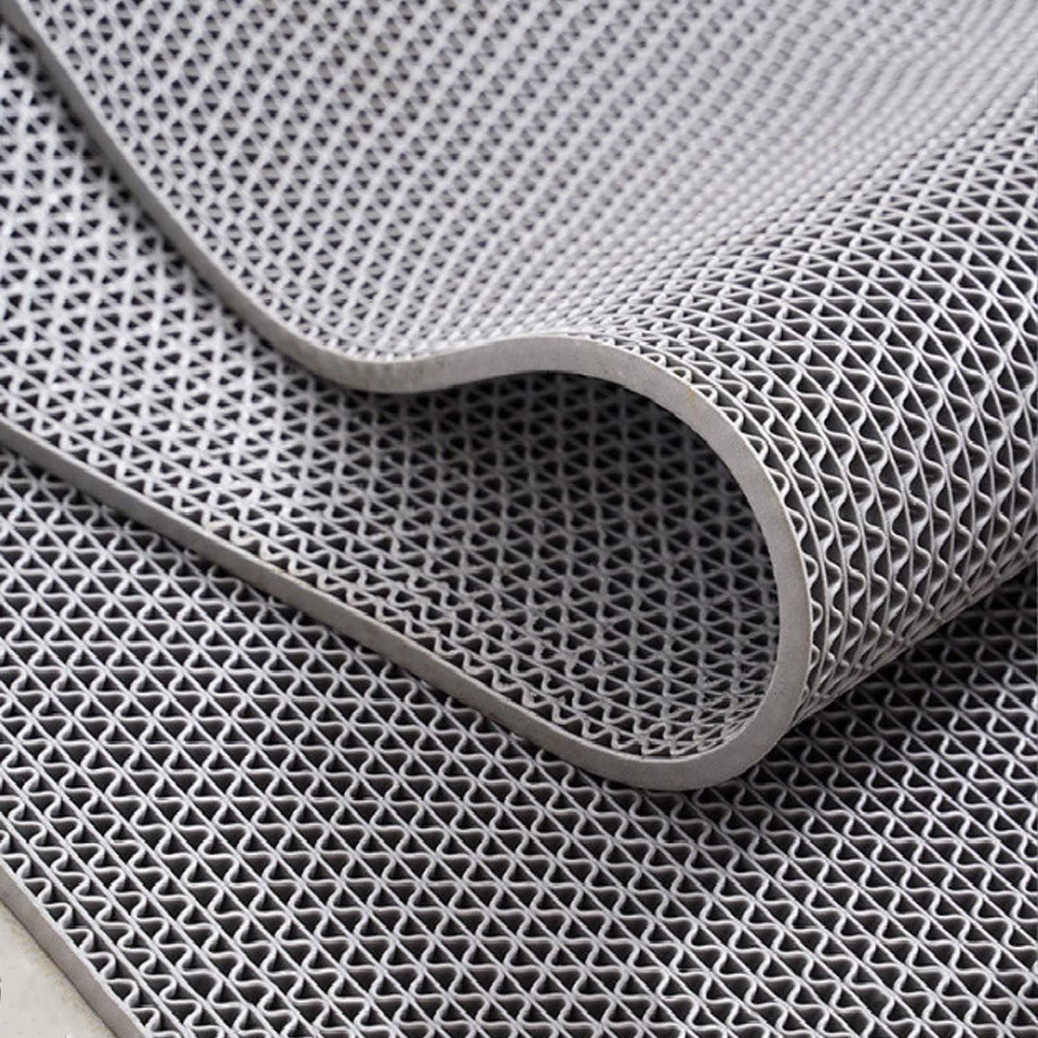MYOYAY Tapis de drainage antidérapant au mètre, 300 x 90 cm, antidérapant, PVC creux, tapis de bain, tapis de douche, tapis commercial pour cuisine, salle de bain, balcon, couloir, gris