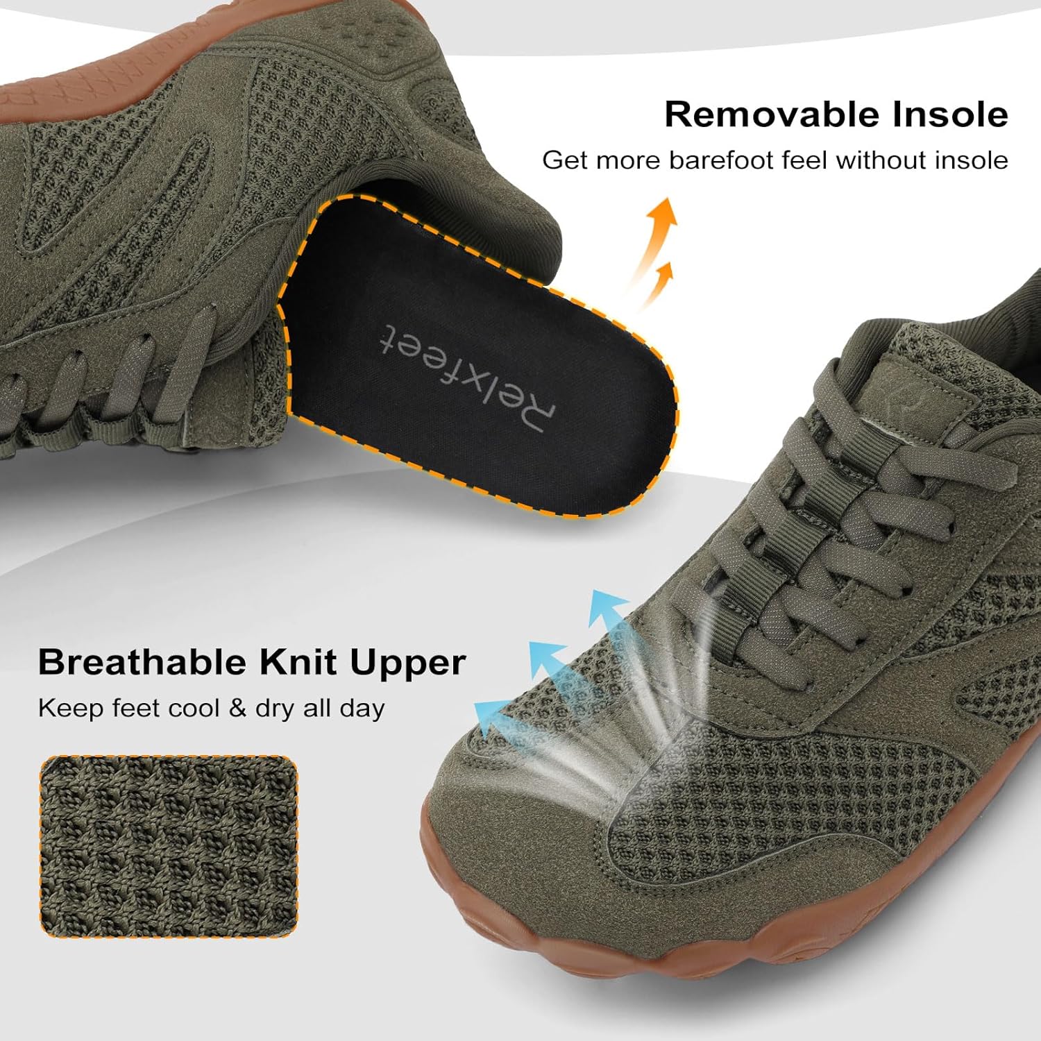 relxfeet Men's Barefoot Slip-On Shoes Wide Toe Box Zero Drop Minimalist Sneakers for Walking Training & Everyday Comfort - Image 5