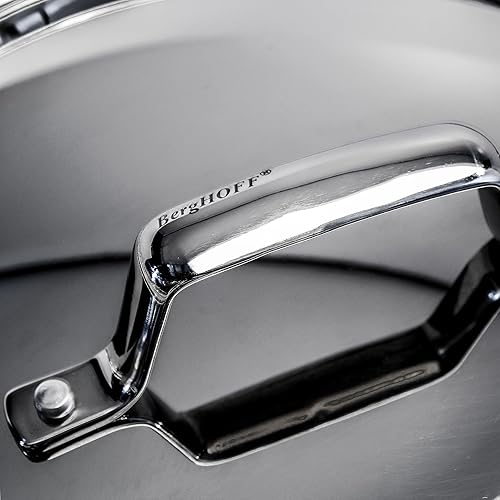 Miniatura 4 de Berghoff Sartén profesional de acero inoxidable 1810 de triple capa de 11 pulgadas, 4.6 cuartos de galón, mango de agarre seguro, tapa a juego,