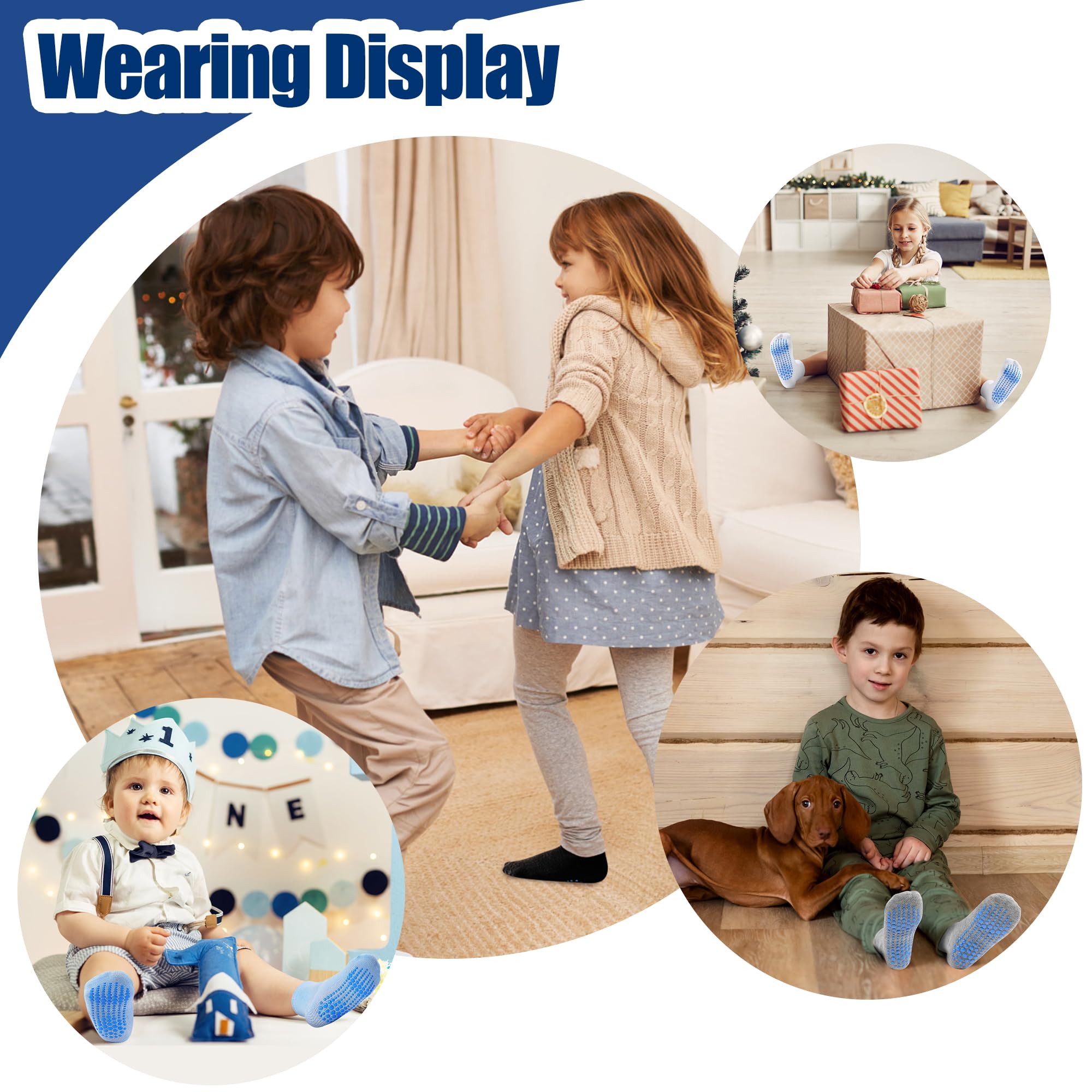 Rutschfeste Socken für Kleinkinder, mit Griffen, für Jungen und Mädchen, 12 / 24 Paar, 1-7 Jahre