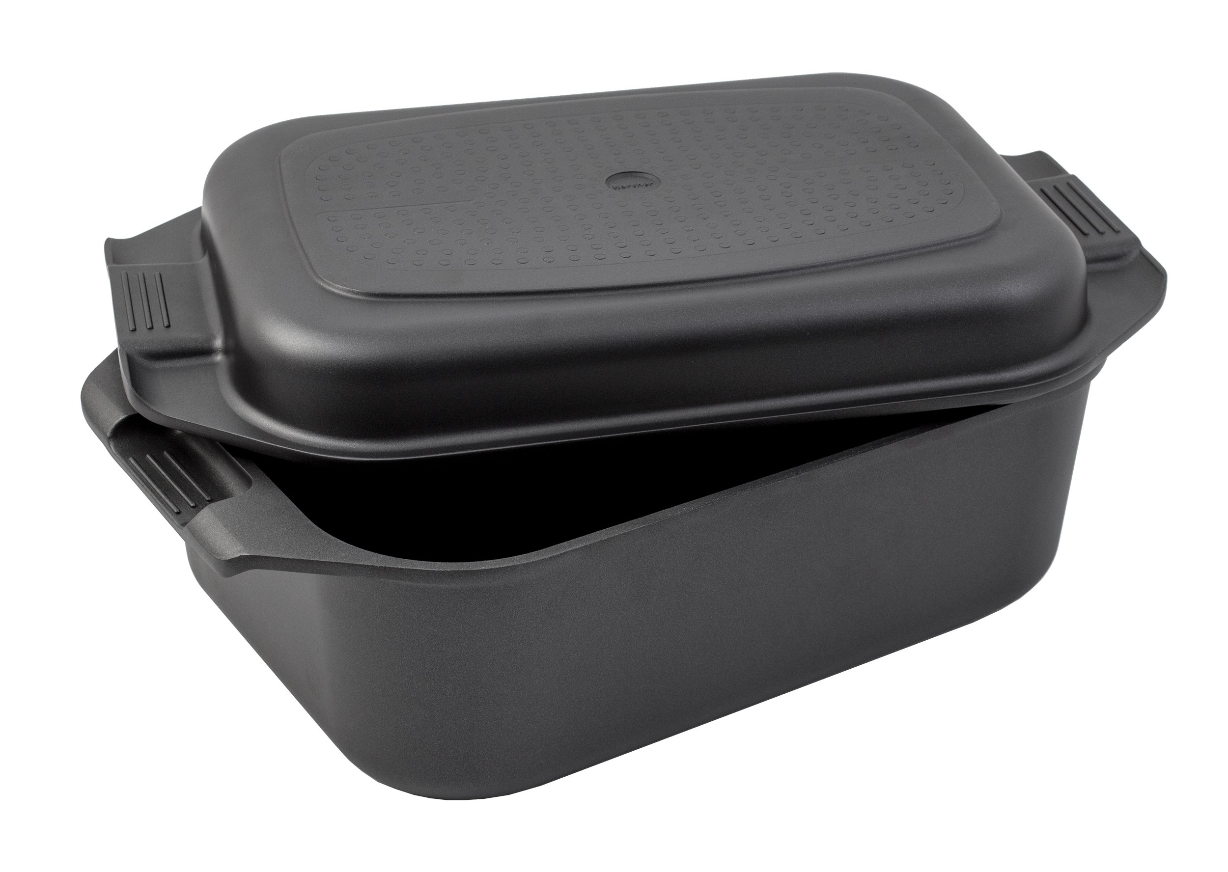 Karcher Black 2-In-1 Cast Aluminium Induction Roasting Dish With Lid And Oven Gloves