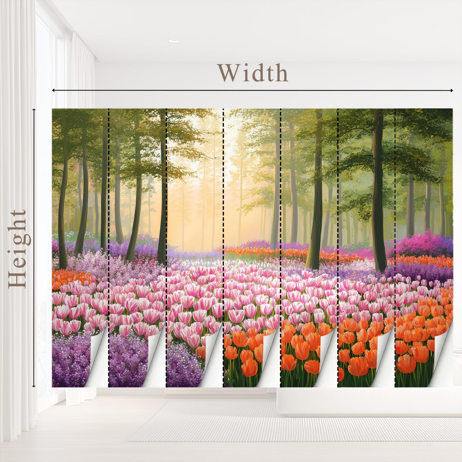 Tapeta 3D, romantyczny wiejski krajobraz, 274 x 254 cm, mural ścienny, tulipan kwiatowy tapeta mural do sypialni, przedszkola, malowniczego ogrodu wisząca