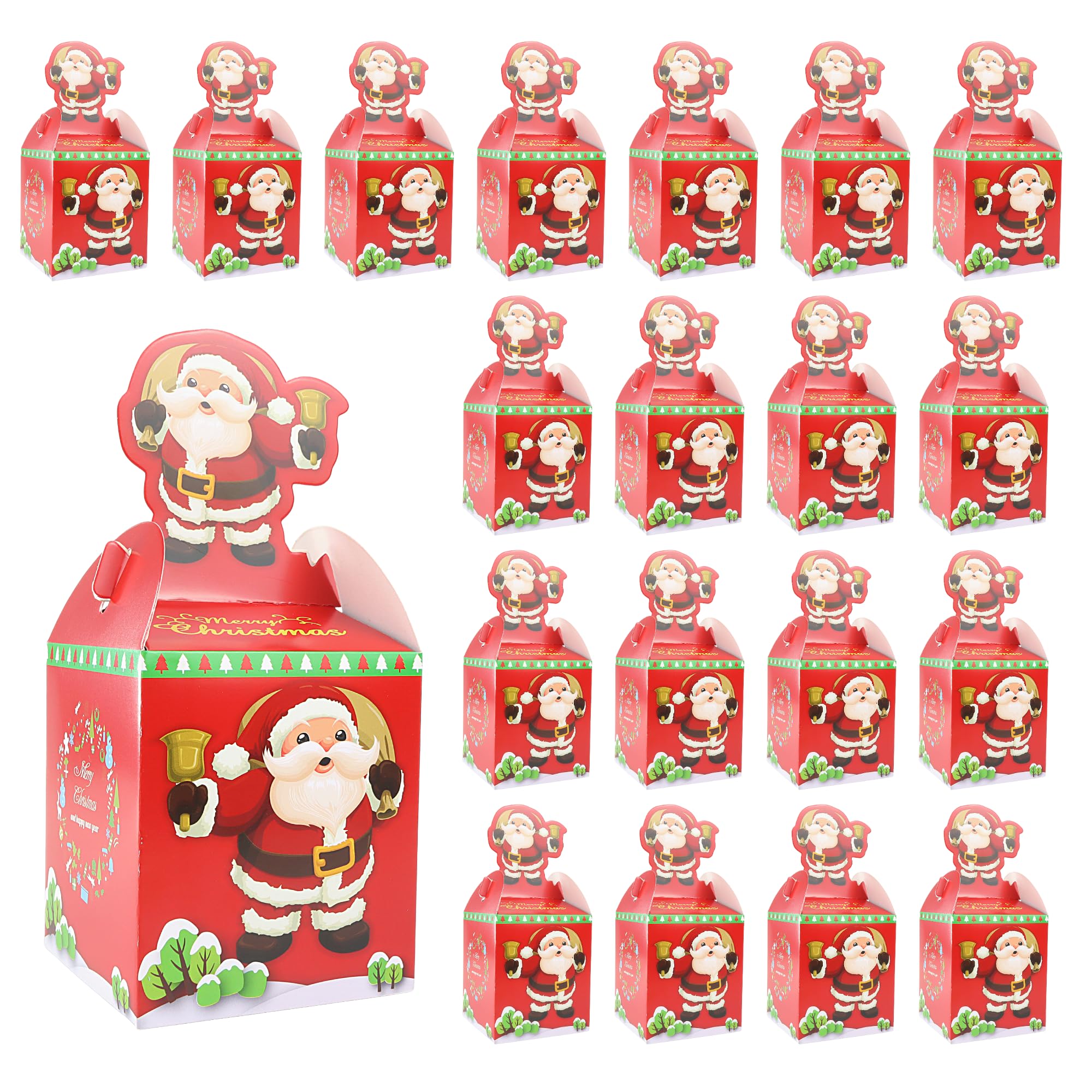 Needzo Small Santa Christmas Bulk Gift Boxes, Build it Yourself Box for Presents, 7.5 Inches (Pack of 20)