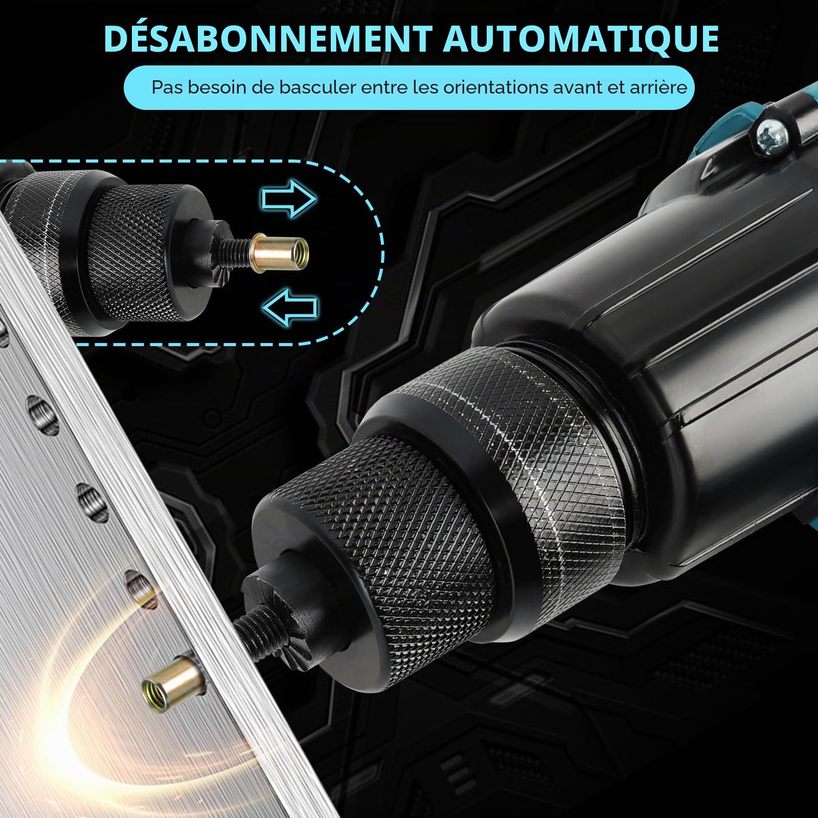 LIROPAU Pince à riveter sans fil compatible avec batterie Makita 18 V | pistolet à écrou électrique 2 en 1, avec embouts M6/M8 et gants pour rivets de 2,4 à 4,8 mm (sans batterie, sans chargeur)