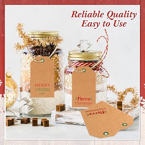 Miniatura 6 de 160 etiquetas de regalo de Navidad, etiquetas de regalo de papel kraft de Navidad, etiquetas colgantes de Navidad, etiquetas de papel kraft para