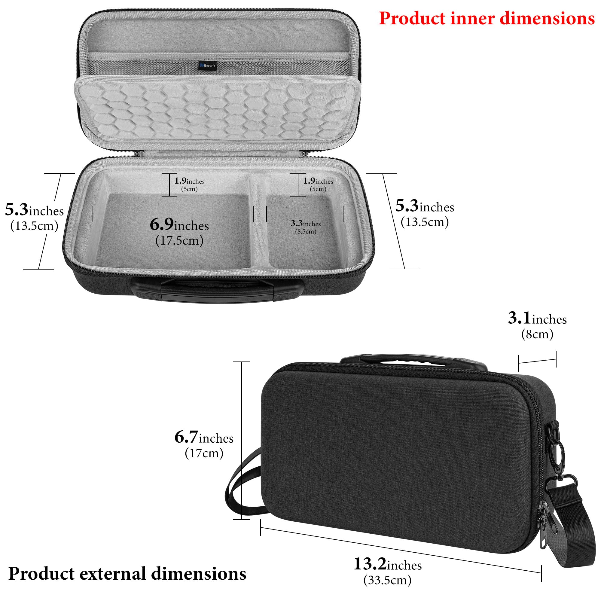 GEEKRIA Audio Interface Carrying Case, Hard Shell Travel Bag Compatible with Universal Audio Volt 2 / Volt 1 / Volt 176 (Dark Gray) - Image 4