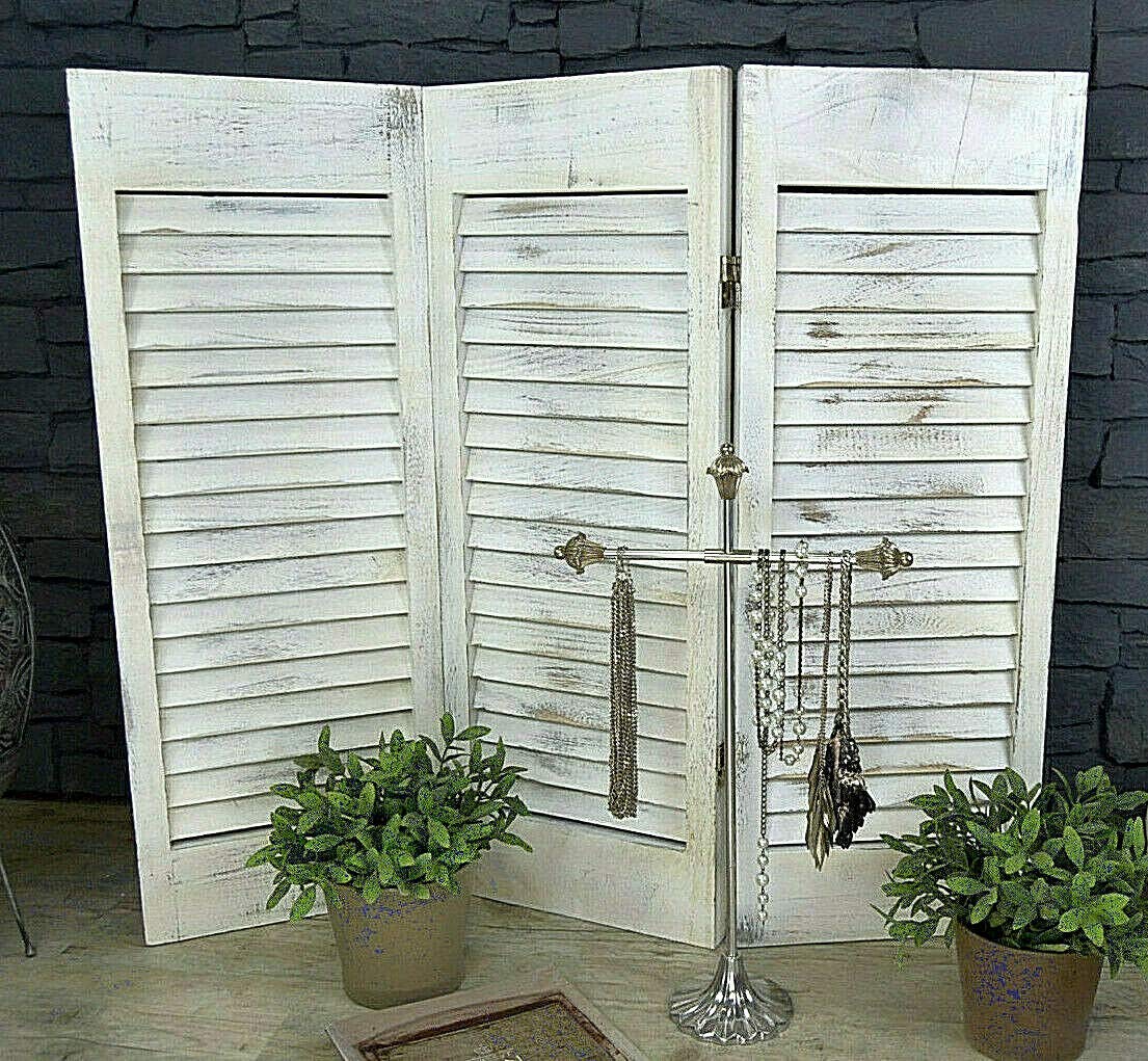 DRULINE Heart Wandschirm | Fensterdeko Holz 60x58,5cm | Shabby Chic Deko Klappbar