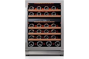 24 Inch Wine Refrigerator Cabinet with 3 LED Dual Zone and 40-65°F...
