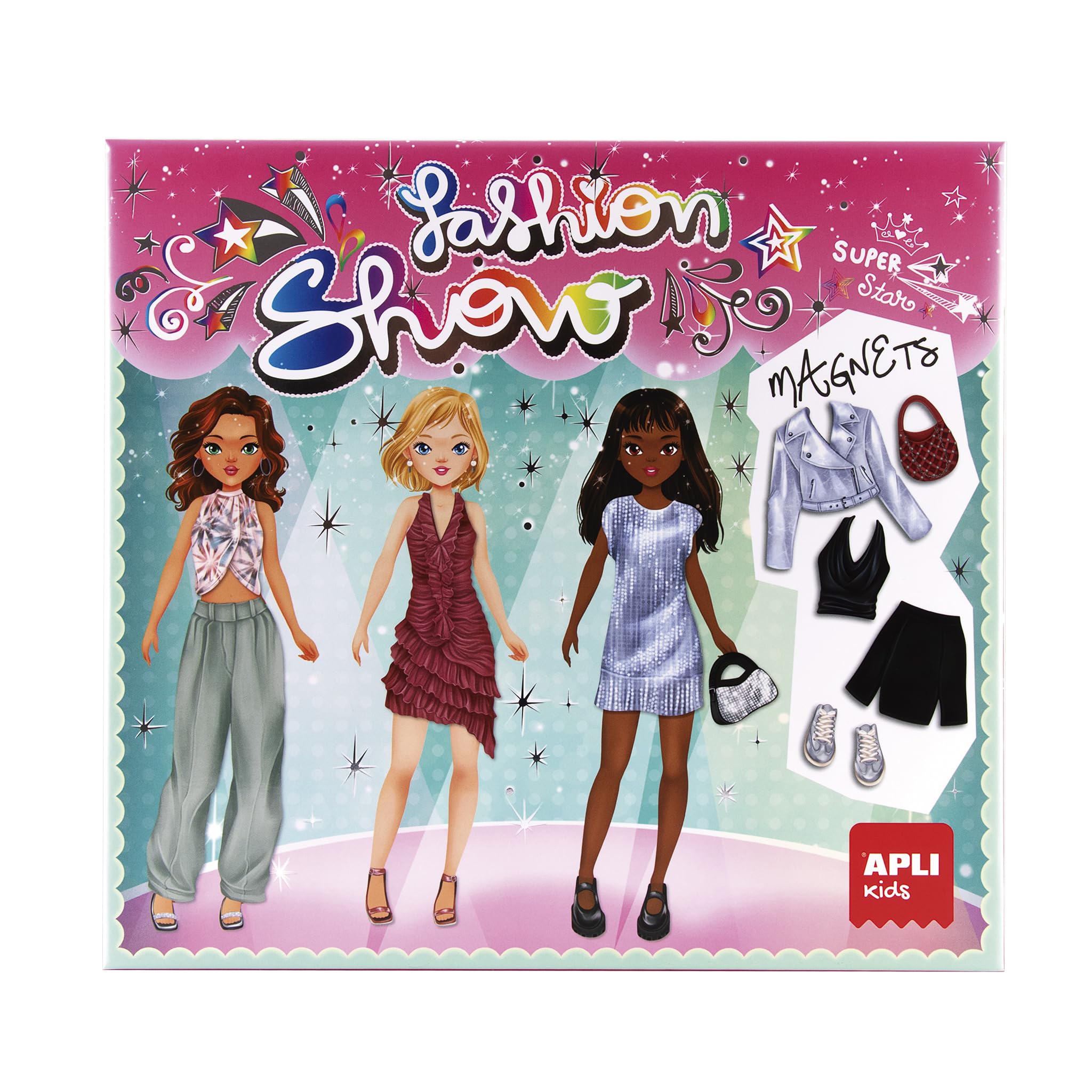 APLI Kids 19799 - Magnets Fashion Show, Gioco magnetico per creare abiti per bambini a partire da 6 anni, CREA I tuoi look e diventa stilista