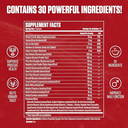 Miniatura 2 de Prostate Pro Plus 30 ingredientes  Suplemento de apoyo para la próstata #1 + Saw Palmetto, Reishi, selenio + 27 más  para hombres para mejorar la