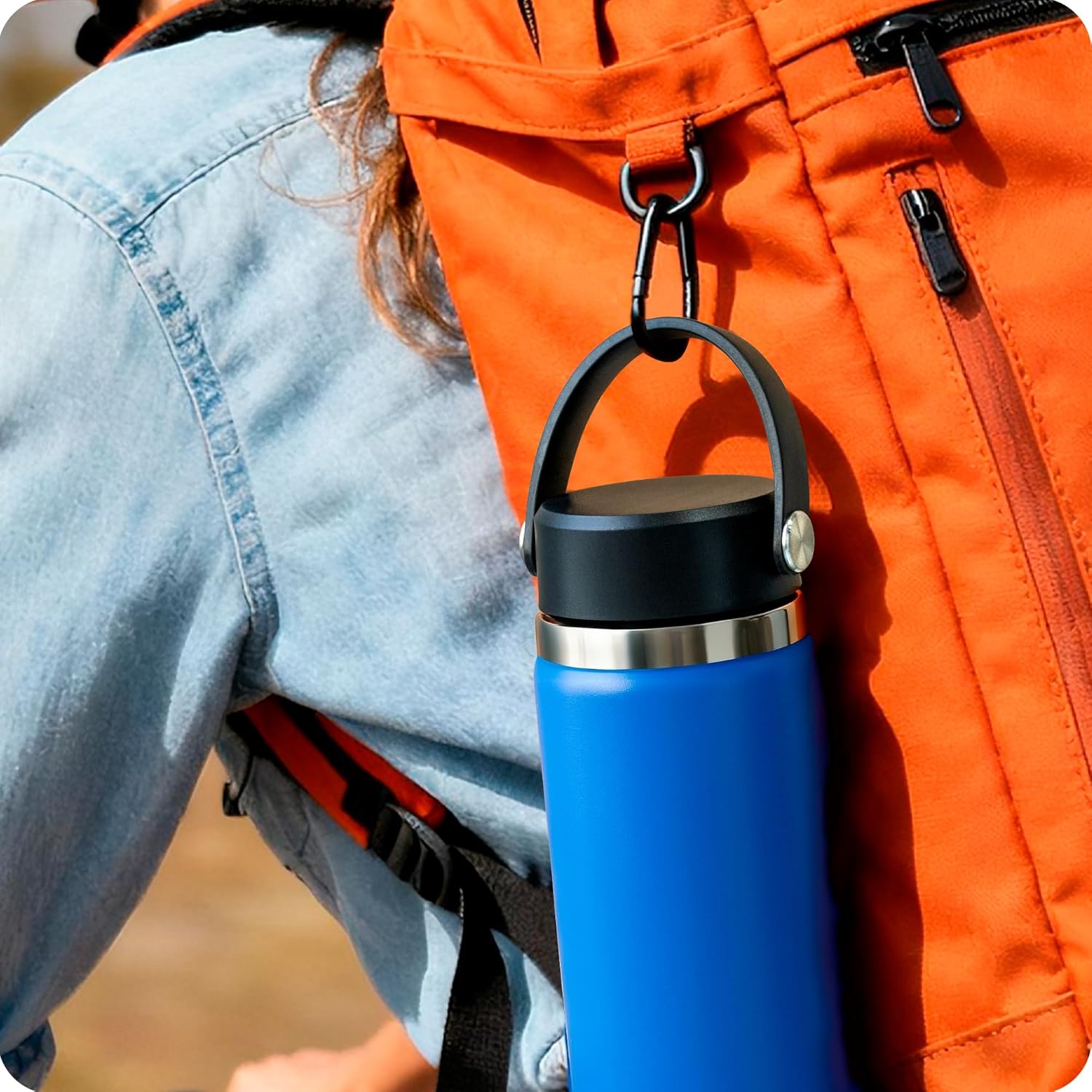 Lid for Hydro Flask 32 40 oz Wide Mouth, Replacement Lids for Hydroflask 12 16 18 20 32 40 64oz Wide Mouth Water Bottles, Flexible Handle Lid - Image 3