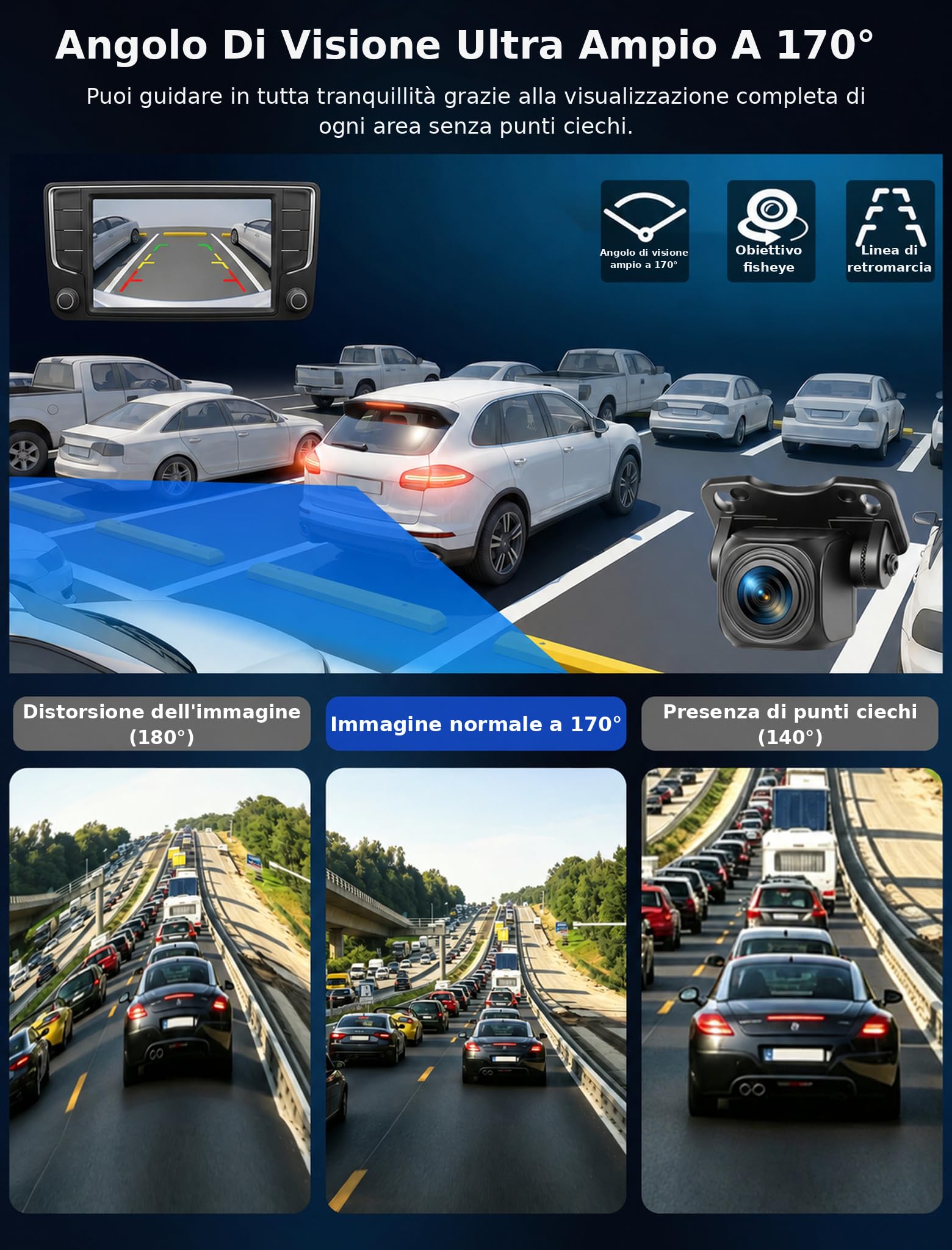 Telecamera di retromarcia AHD 1080P NTSC universale per retromarcia telecamera di retromarcia 160° grandangolare visione notturna HD IP68 impermeabile telecamera posteriore per SUV camper pickup Van