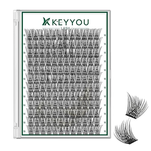 Miniatura 82 de Kit de racimos de pestañas KEYYOU Natural Wispy Kit de extensión de pestañas DIY 144 piezas Extensiones de pestañas en racimo con cepillo de rímel