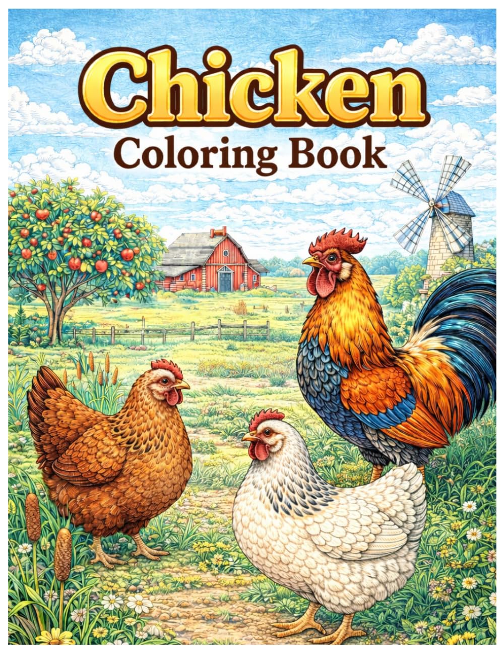 Chicken Coloring Book for Adults: Farm Animals, Country Life, and Relaxing Stress Relief Designs with Chickens and Rural Scenes