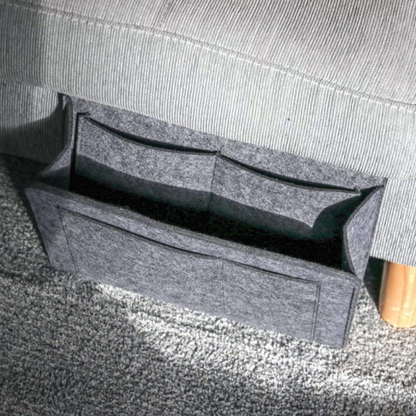 Organizer Da Divano Con Tasche - Porta Telecomando, Riviste, Cellulare, Grigio Chiaro - Foto 6