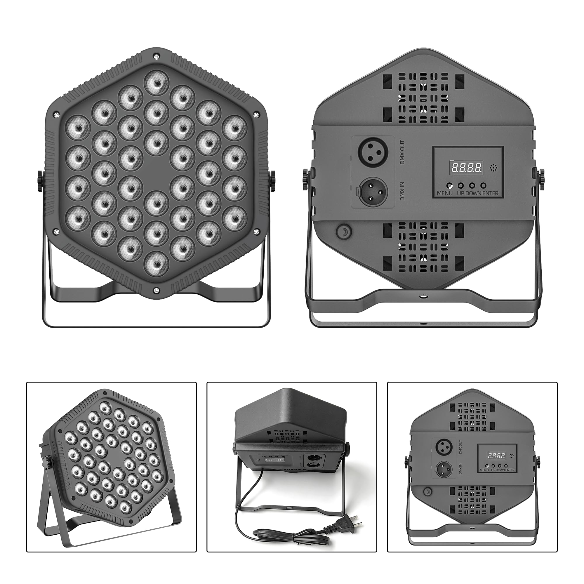 4er-Pack 36-RGB-LED-PAR-Scheinwerfer (36×1W, DMX512, Sound-to-Licht, IR-Fernbedienung) – 25° Abstrahlwinkel, AC110-240V, ABS+Metall – Komplettset für DJ, Hochzeit, Party, Bühne(4)