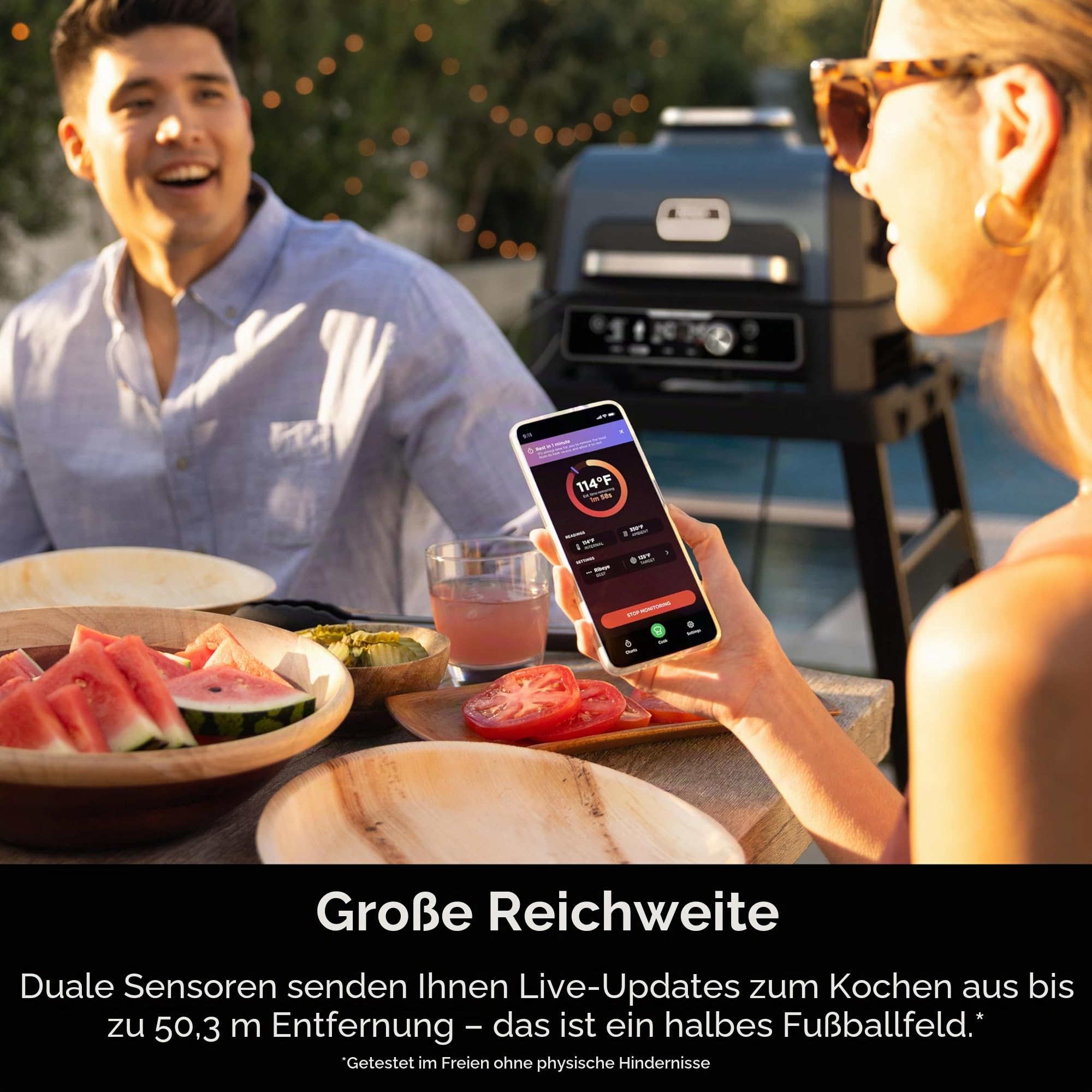 Ninja ProChef Drahtloses Fleischthermometer Sonde zum Kochen im Innen- und Außenbereich, Grillen und Luftbraten mit 50 m Bluetooth-Reichweite & 30 Stunden Akkulaufzeit, App-verbunden, hitzebeständig