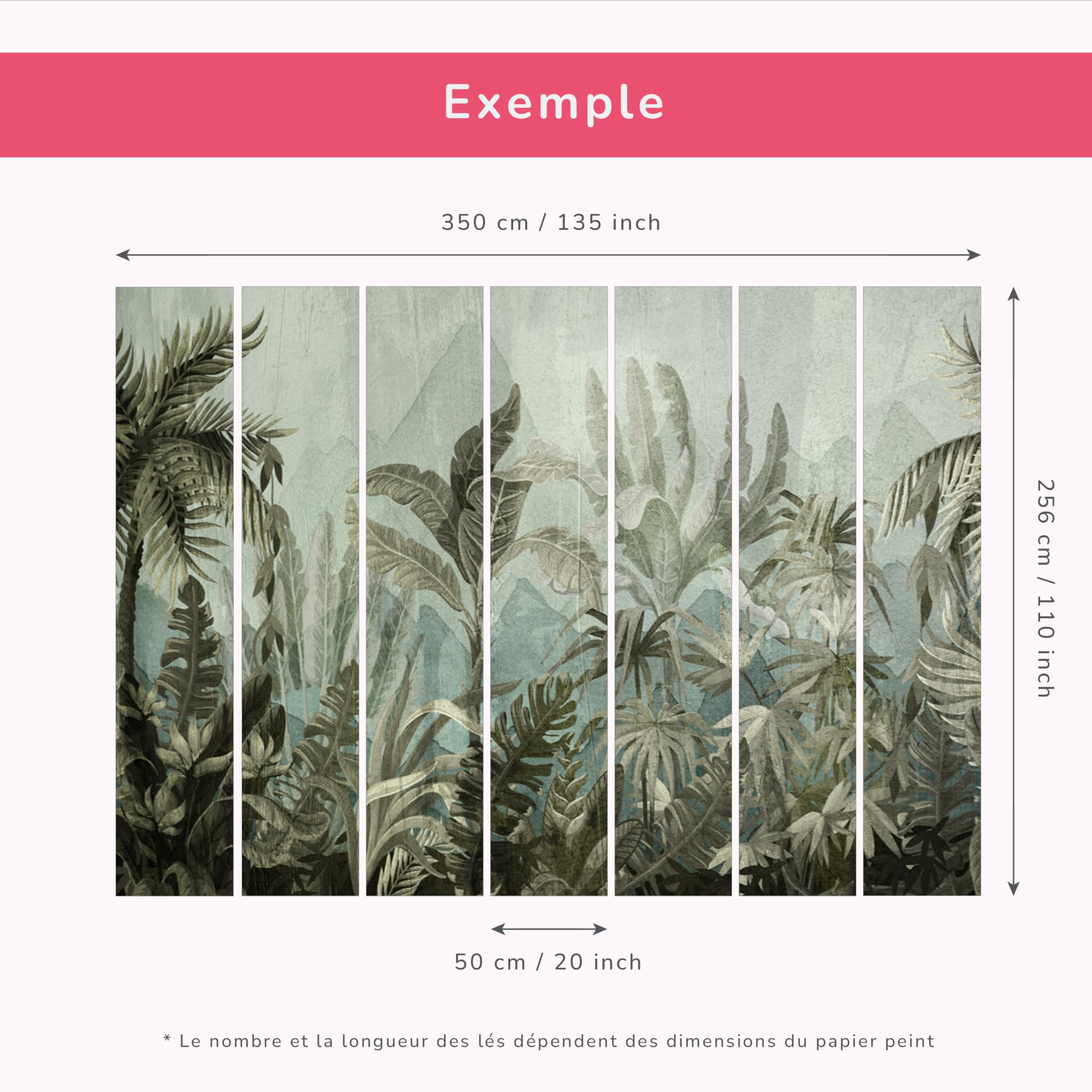 Visiter la boutique decomonkey decomonkey - Papier Peint Panoramique Plante 350x256 cm - Décoration murale moderne – Tapisserie décorative pour chambre salon - Couleurs arbres jungle forêt feuilles nature tendances in use