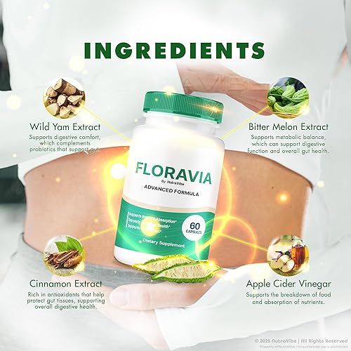 Miniatura 5 de Floravia Cápsulas  Apoyo premium para la salud intestinal y la digestión con ingredientes naturales para el equilibrio digestivo, microbioma y apoyo