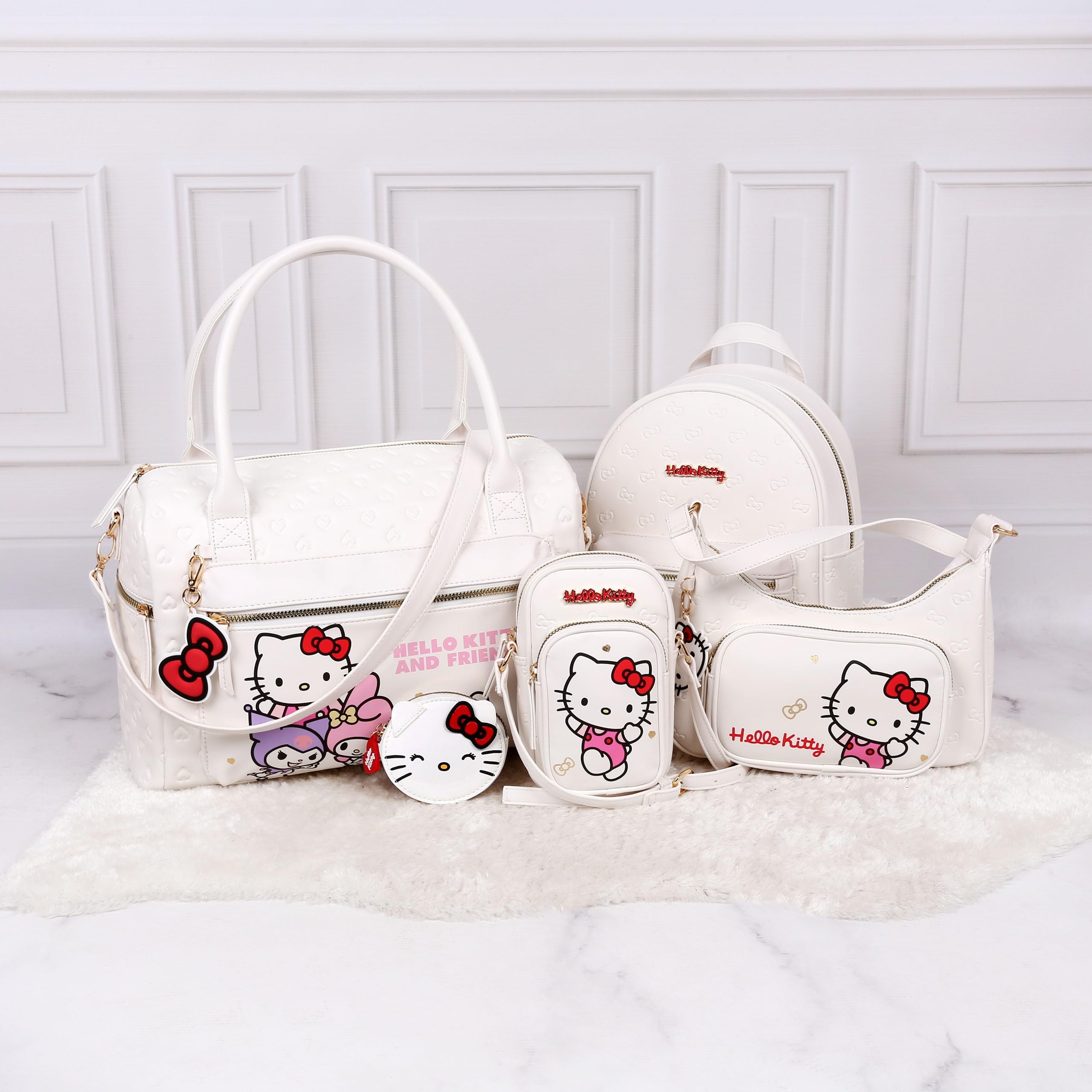 Hello Kitty torba podróżna, torba turystyczna, torba weekendowa na zamek, biała 38x26x16 cm