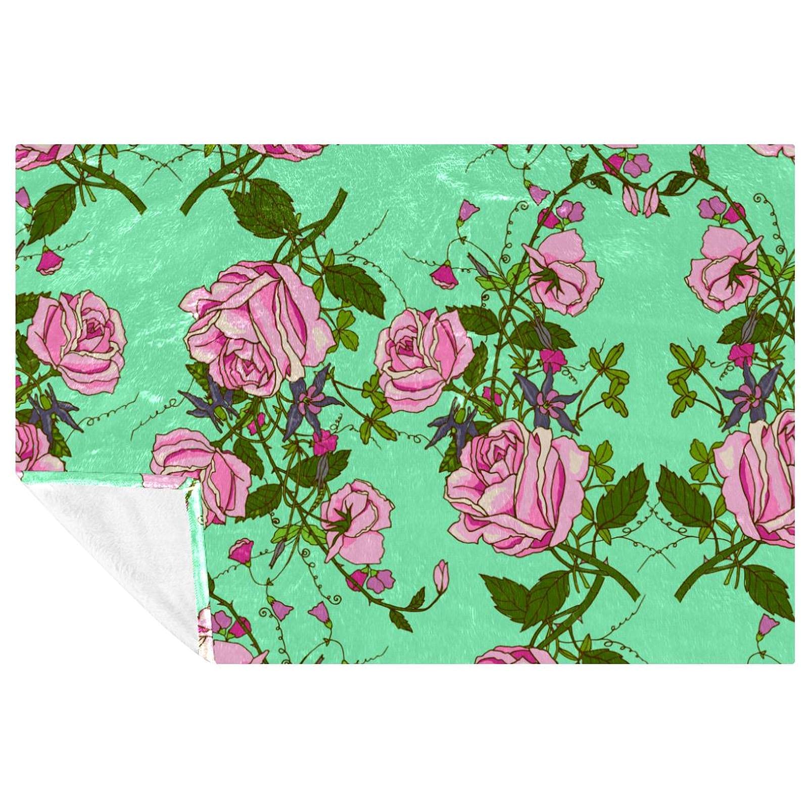 Couverture vintage aux roses imprimées plaid lit et canapé doux chaud de 150x100 cm