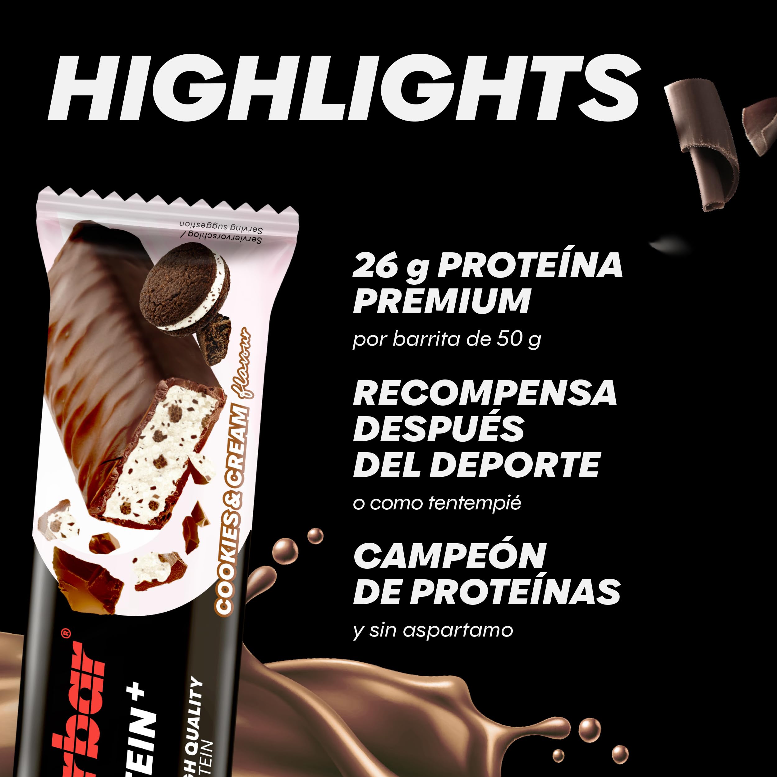 Powerbar - 52% Protein Plus - Cookies&Cream - 20x50g - Barrita rica en proteínas - Baja en azúcar