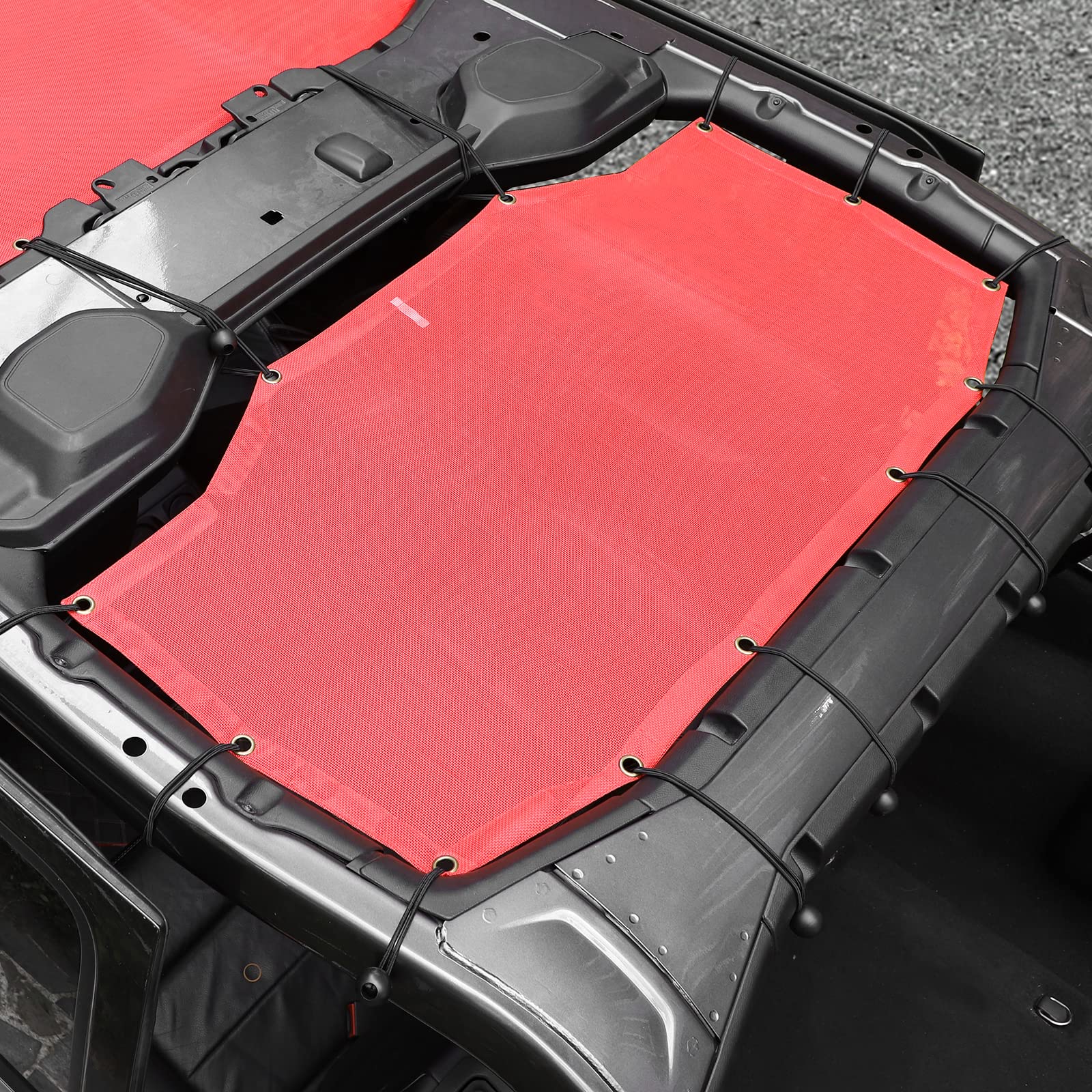 JeCar JLU Parasol de Malla Que Proporciona protección Solar UV, Accesorios Exteriores para Jeep Wrangler 2018-2021 JL Unlimited 4 Puertas Delantera y Trasera, Rojo