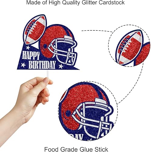 Miniatura 3 de Decoración para pastel de rugby, decoración de casco de fútbol americano de feliz cumpleaños, fiesta deportiva, decoración de touchdown para niños y