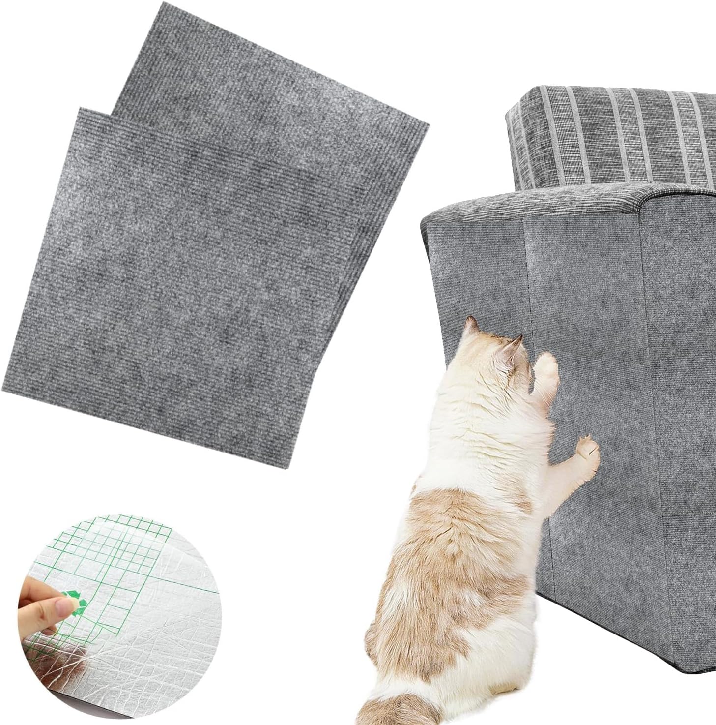 Cat Scratch Furniture Protector Mat, Anti Scratch Couch Sofa Protector for Cats, Cat Carpet with Self-Adhesive Trimmable