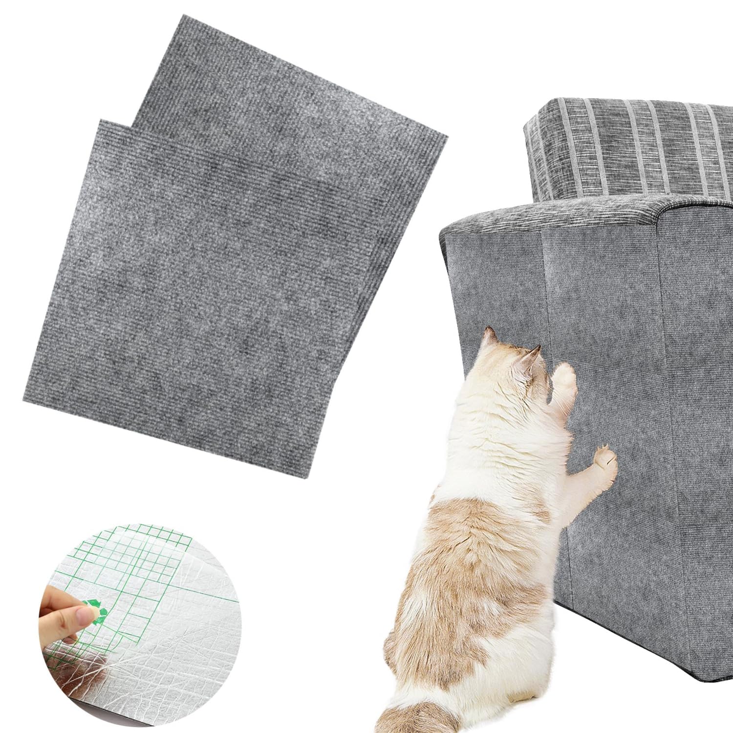 Cat Scratch Furniture Protector Mat, Anti Scratch Couch Sofa Protector for Cats, Cat Carpet with Self-Adhesive Trimmable