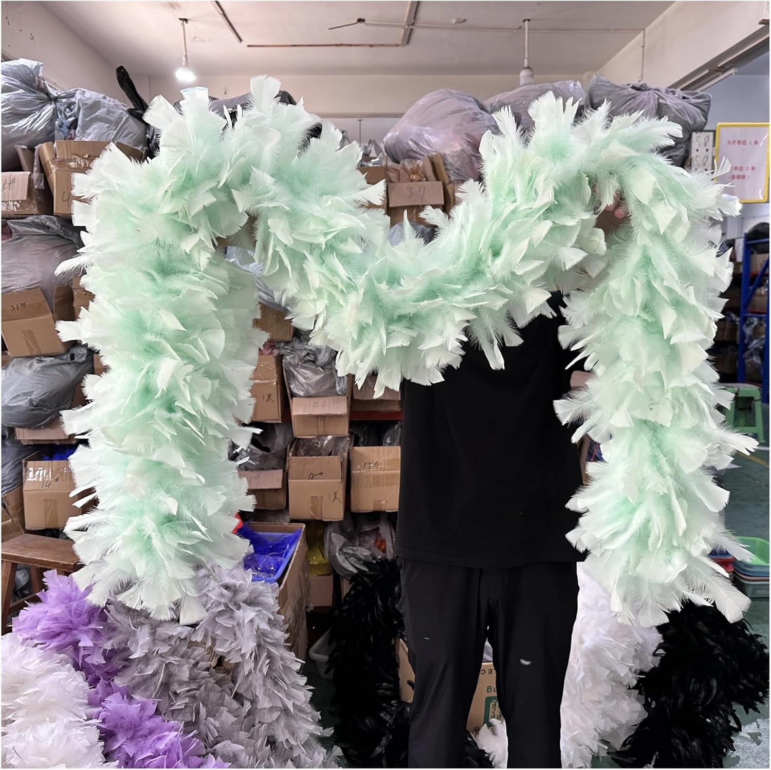 2Yards Feather Boa 200G Plumas Scarf Shawl for Wedding Party Dance Sewing Feather Decoratio